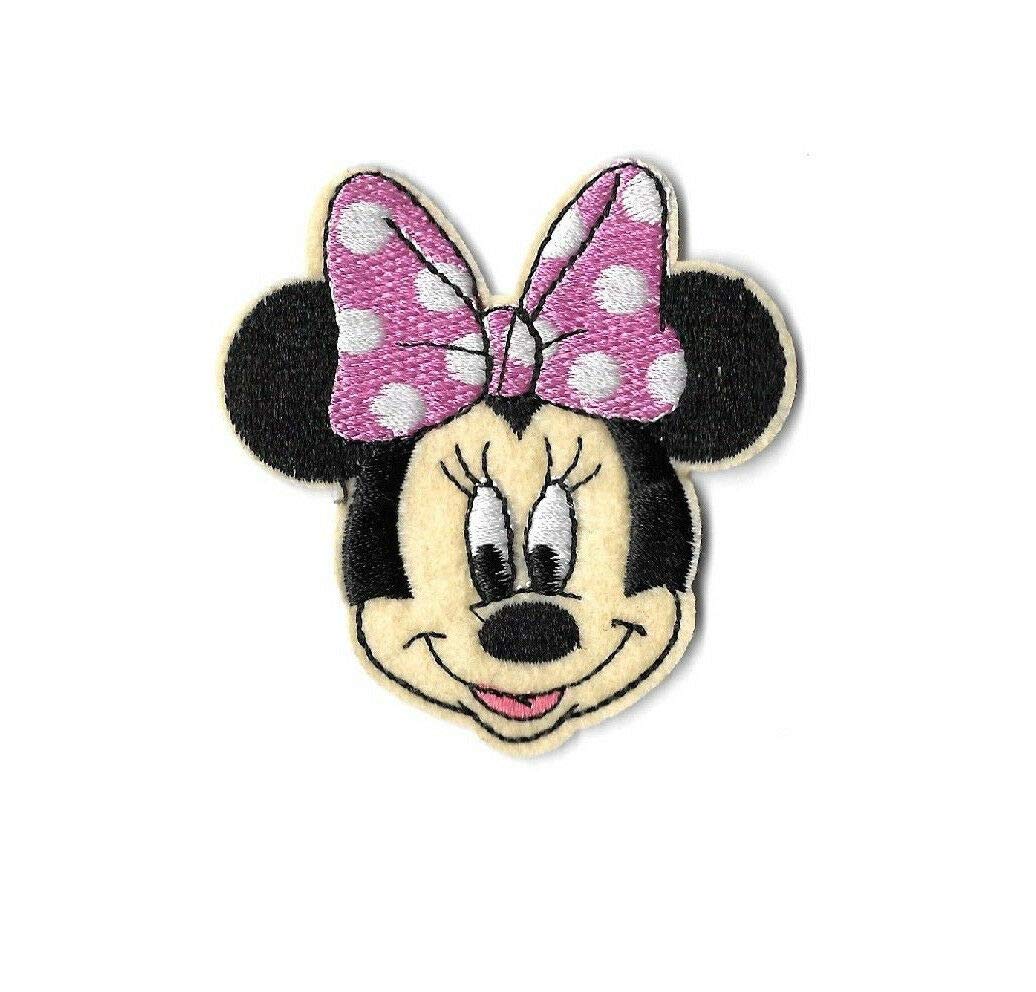 Minnie Mouse Iron On Patch - Cartoon Embroidered Applique with Pink & White Bow - Perfect for DIY Crafts, Backpacks, Jeans & Jackets
