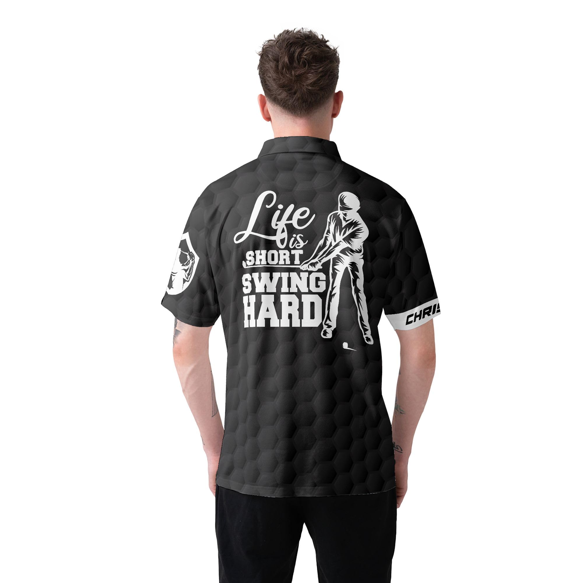Custom Golf Polo Shirts for Men with Club & Flag Design - Breathable Short Sleeve Performance Shirt for Golfing, Country Club Events & Casual Wear