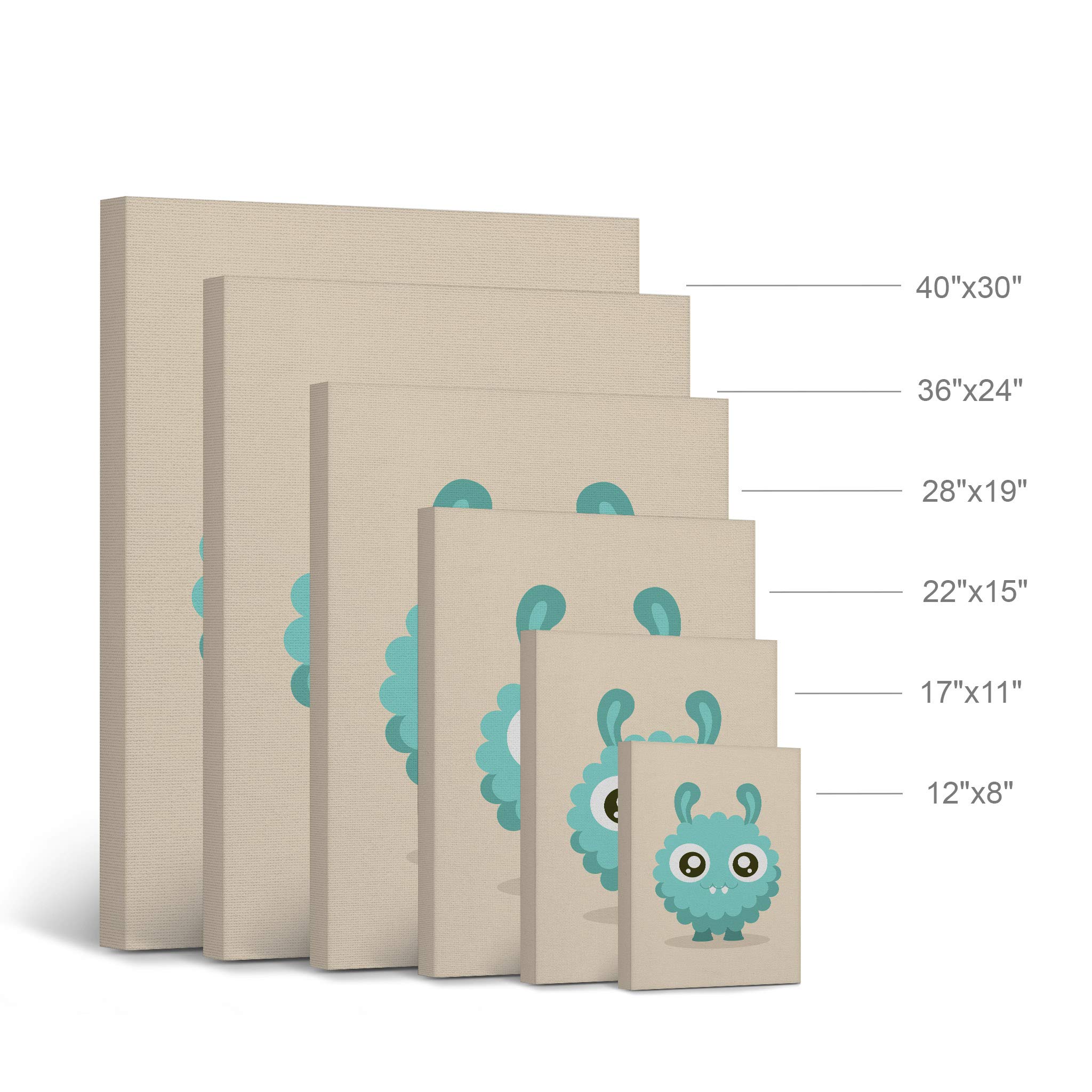 Blue Monster Canvas Print - Smile Art Design Kids Room Decor, Nursery Wall Art, Ready to Hang (22x15 inches) - Perfect for Baby Rooms, Playrooms & Children's Bedrooms | Made in USA
