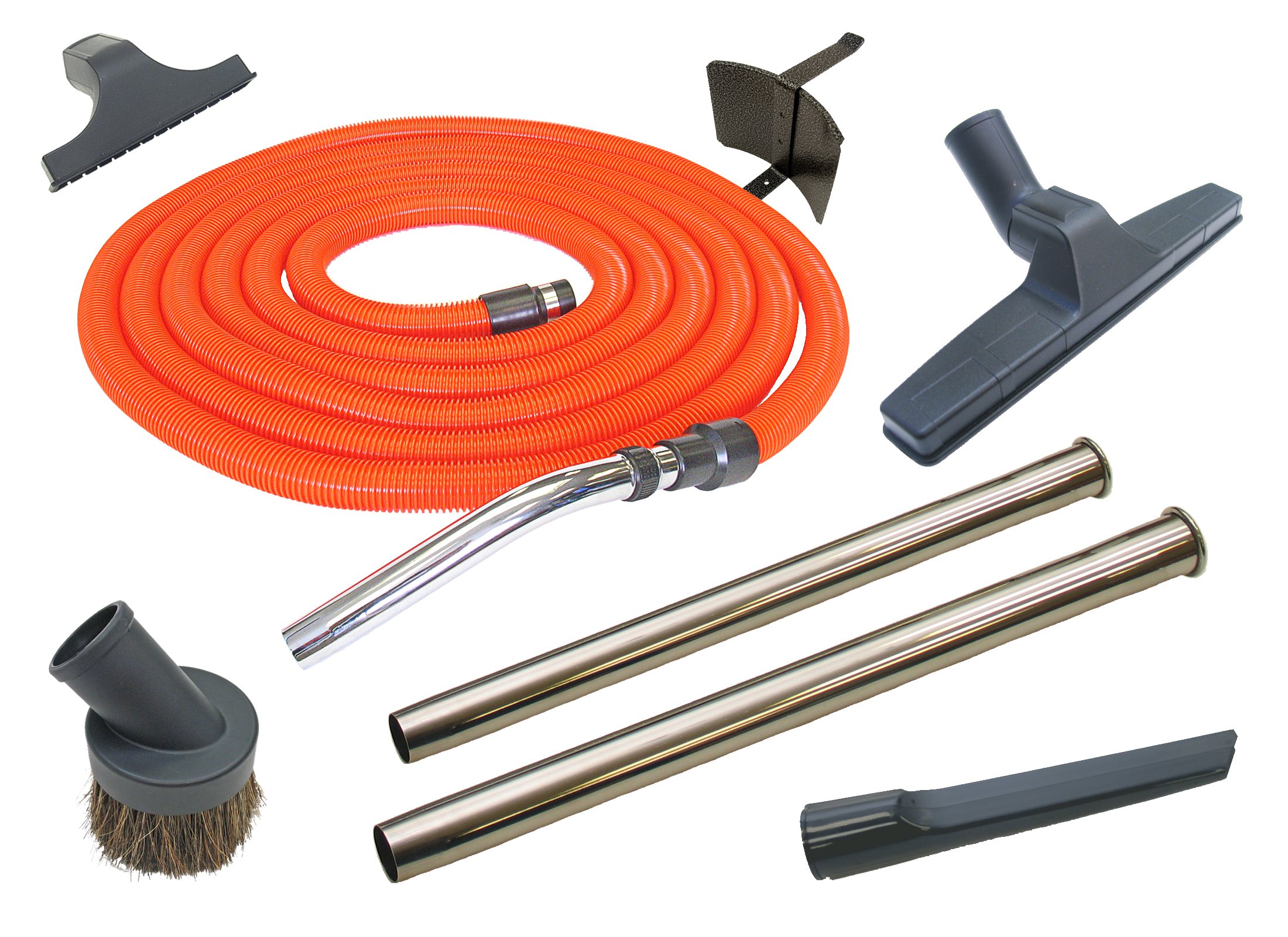 30ft Central Vacuum Cleaner Hose Kit - Heavy Duty Garage Cleaning Attachment for Dust, Debris & Pet Hair | Ideal for Home, Workshop & Car Detailing