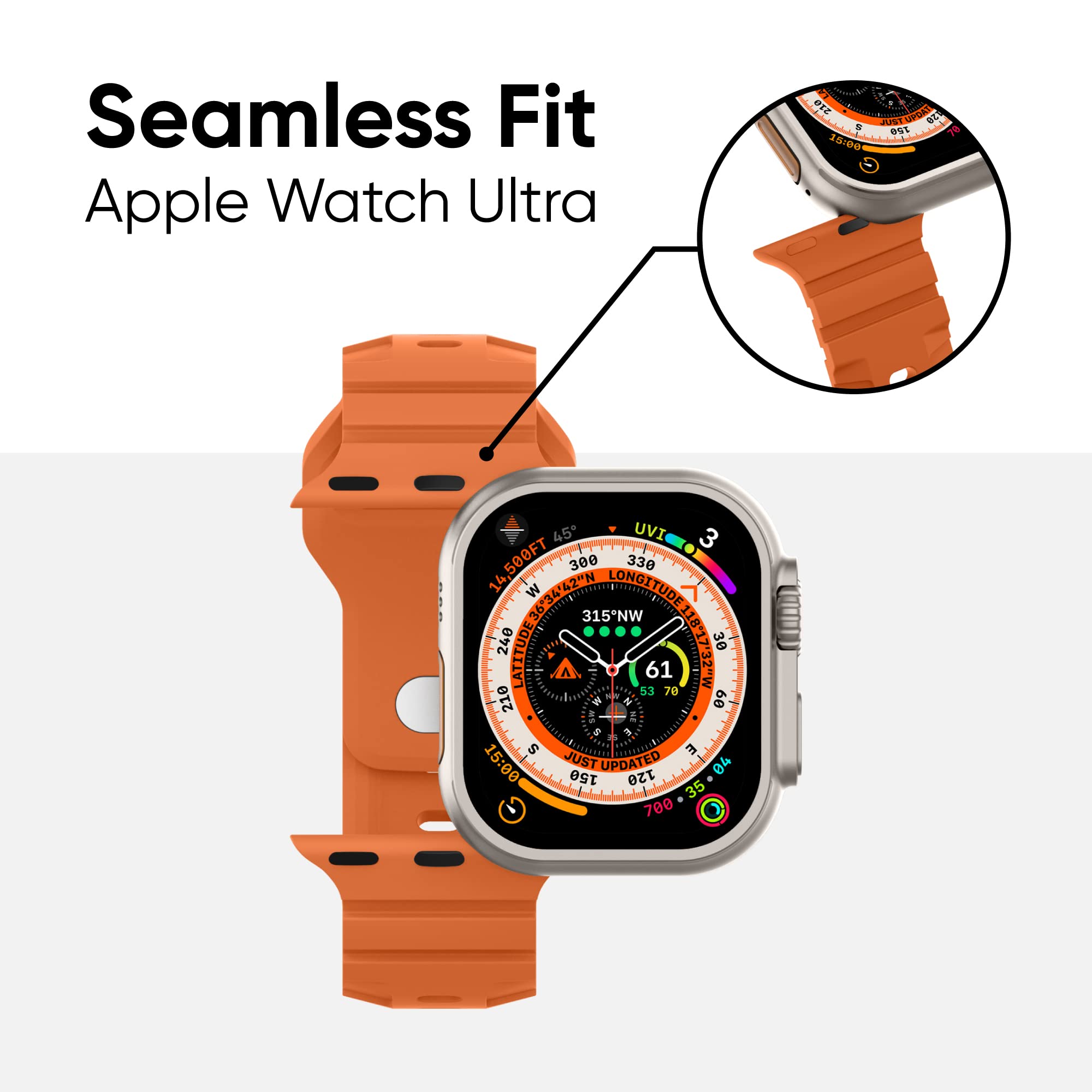 Premium Sport Bands for Apple Watch Ultra 2/Ultra - 49mm 45mm 44mm 42mm Waterproof Silicone Replacement Strap Compatible with iWatch Series 9/8/7/6/5/SE - Durable Fitness & Swimming Wristband for Men & Women