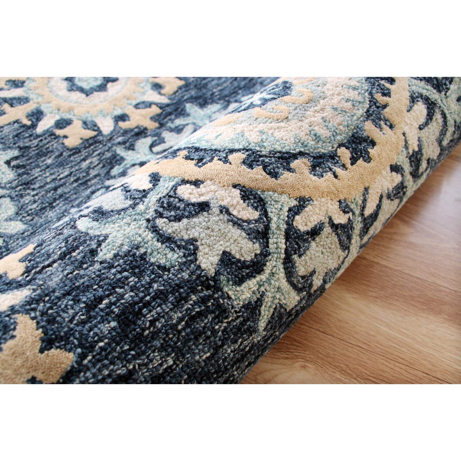 LR Home Modern Suzani Surge Area Rug - Soft Bohemian Style Non-Slip Living Room Carpet for Bedroom, Dining Room & Home Decor