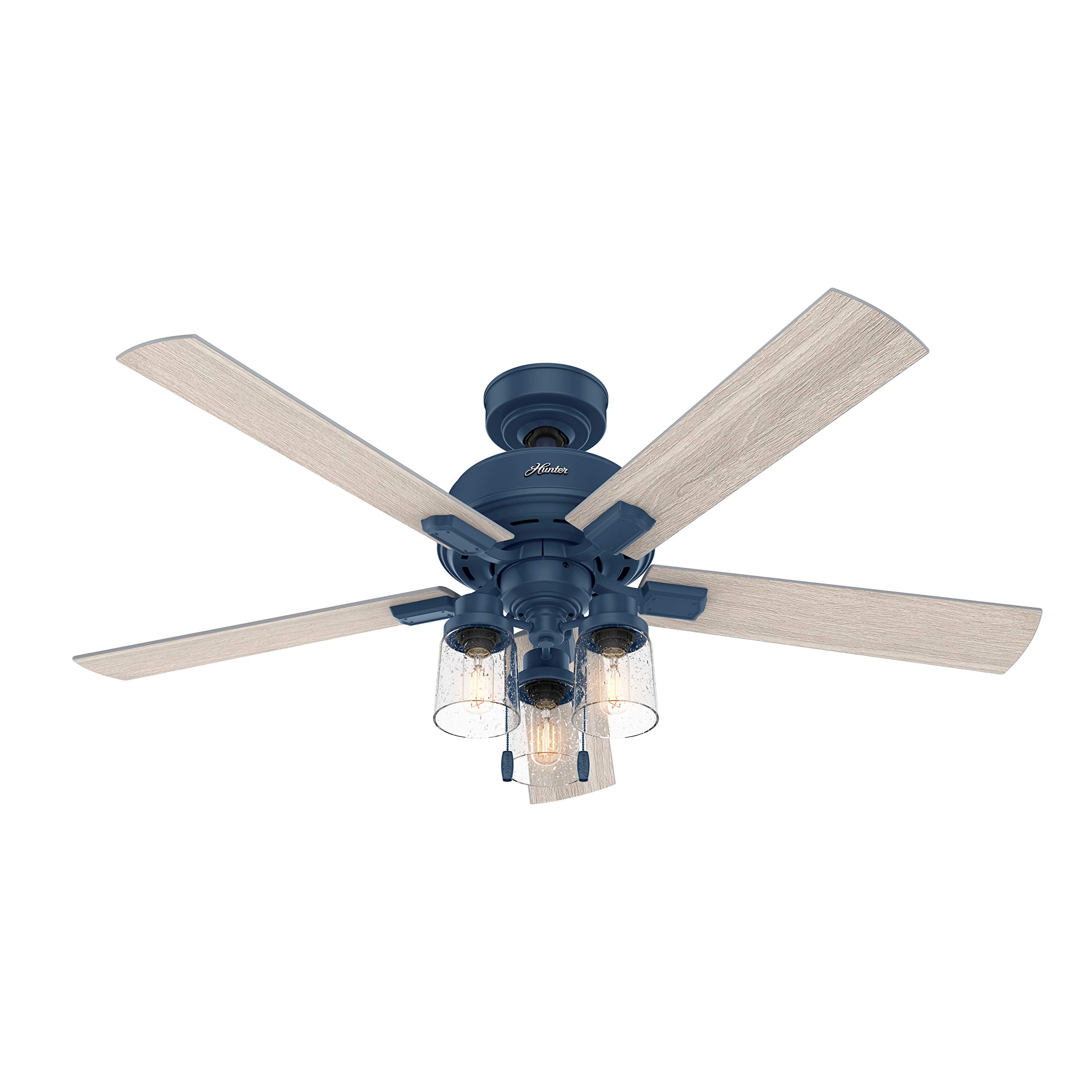 Hunter Fan 52 Inch Indoor Ceiling Fan with Light Kit - Casual Indigo Blue (Renewed) - Perfect for Living Room, Bedroom & Home Office Cooling & Lighting