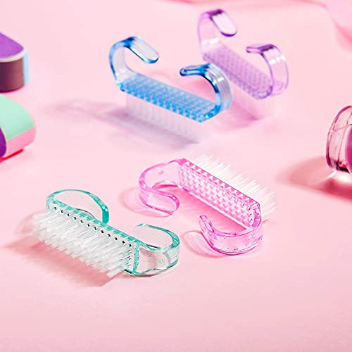 Belicia 4-Piece Nail Cleaning Brush Set - Small Handle Nail Scrub Brushes for Manicure, Pedicure & Hand Care - Multicolor Nail Art Tools for Salon, Spa & Home Use