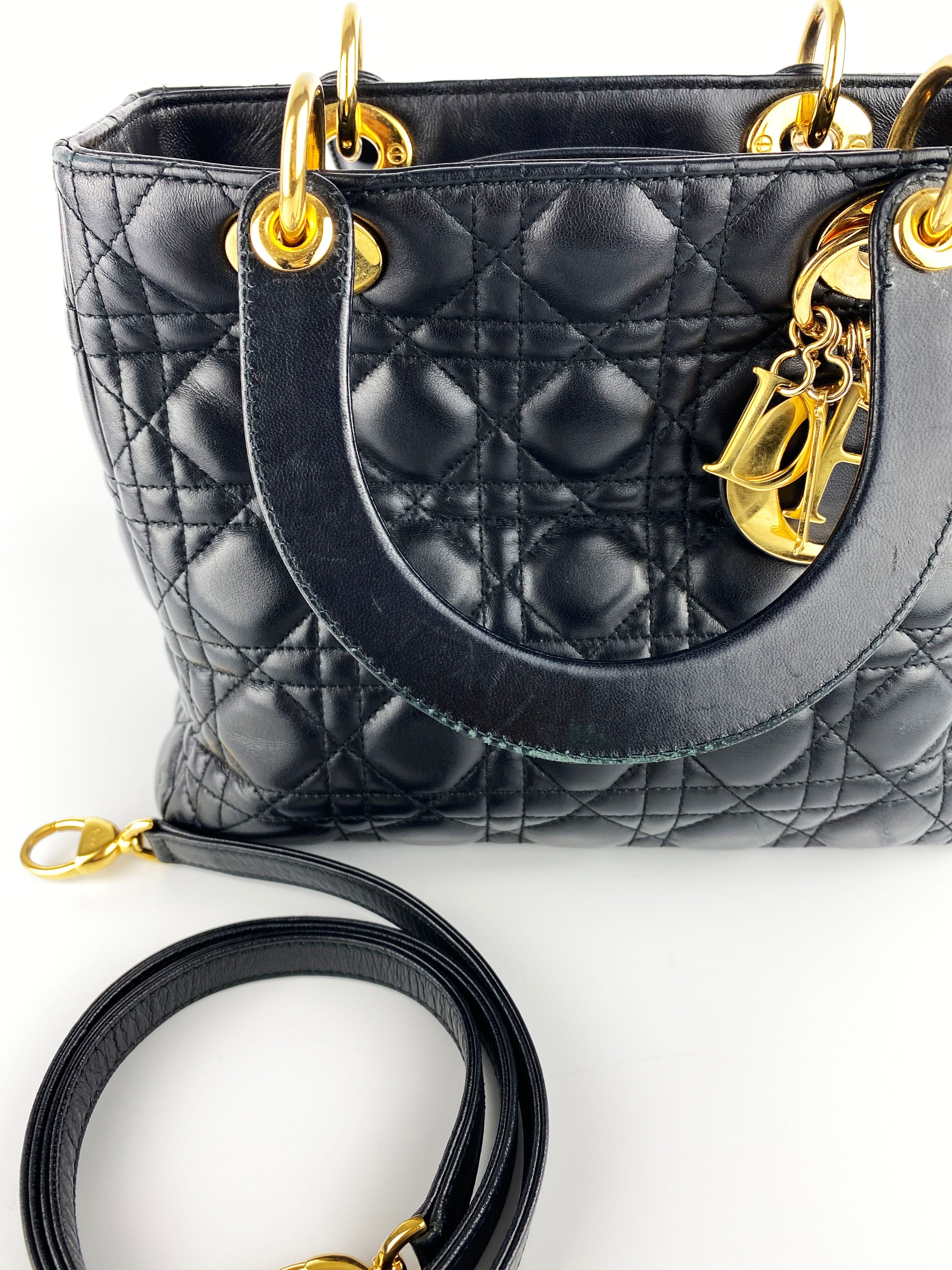 Dior Medium Lady Dior Handbag in Black | Luxury Leather Shoulder Bag for Women | Perfect for Work, Evening Events & Special Occasions