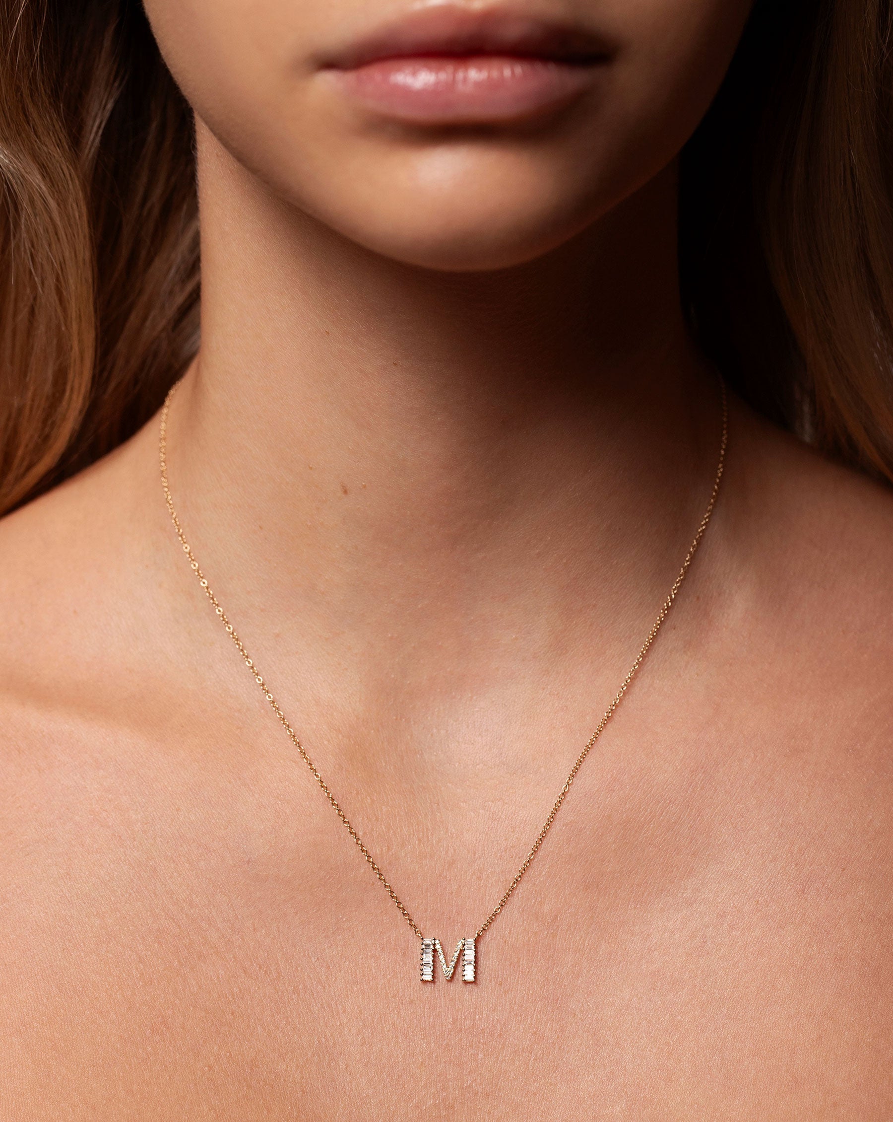 Elegant Baguette & Pavé Initial Necklace - Personalized Name Letter Pendant for Women - Perfect for Gifts, Anniversaries & Everyday Wear