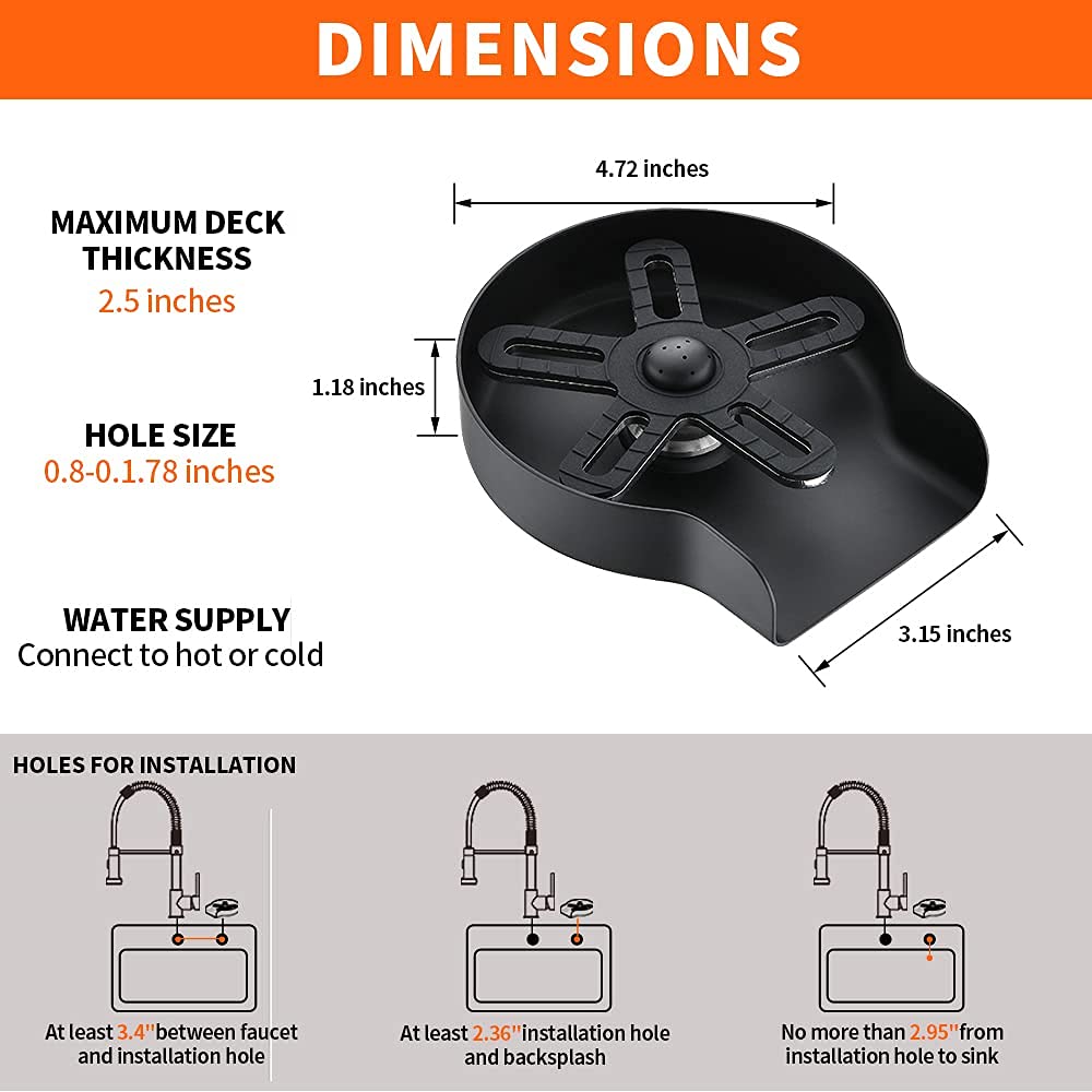OWOFAN Matte Black Spring Kitchen Sink Faucet with Glass Rinser - High Arc Pull Down Sprayer, Durable Brass Construction for Modern Home & Restaurant Use