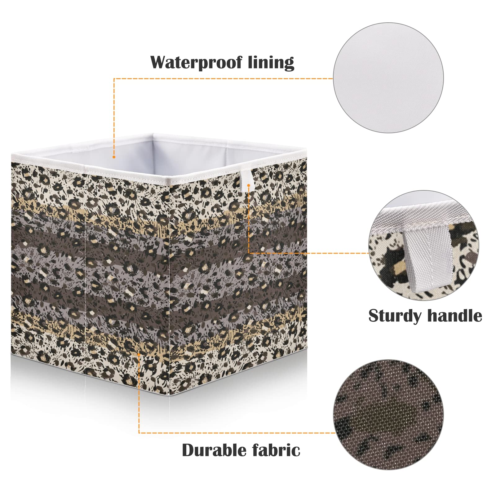 ALAZA 11 Inch Foldable Storage Bin Organizer - Abstract Leopard Cheetah Spot Zebra Striped Cube Basket for Closet, Cabinet, Shelf & Office Organization | Perfect for Home Decor, Kids Room Storage & Office Supplies