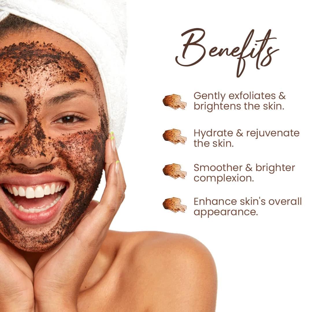 JOYHERBS Coffee Sugar Body Scrub with Coconut Oil, Walnut & Rock Salt - Exfoliating & Detanning Scrub for Soft, Smooth & Glowing Skin - 100% Vegan, Paraben-Free (115g) - Perfect for Spa Day, Self-Care Routine & Gift Giving