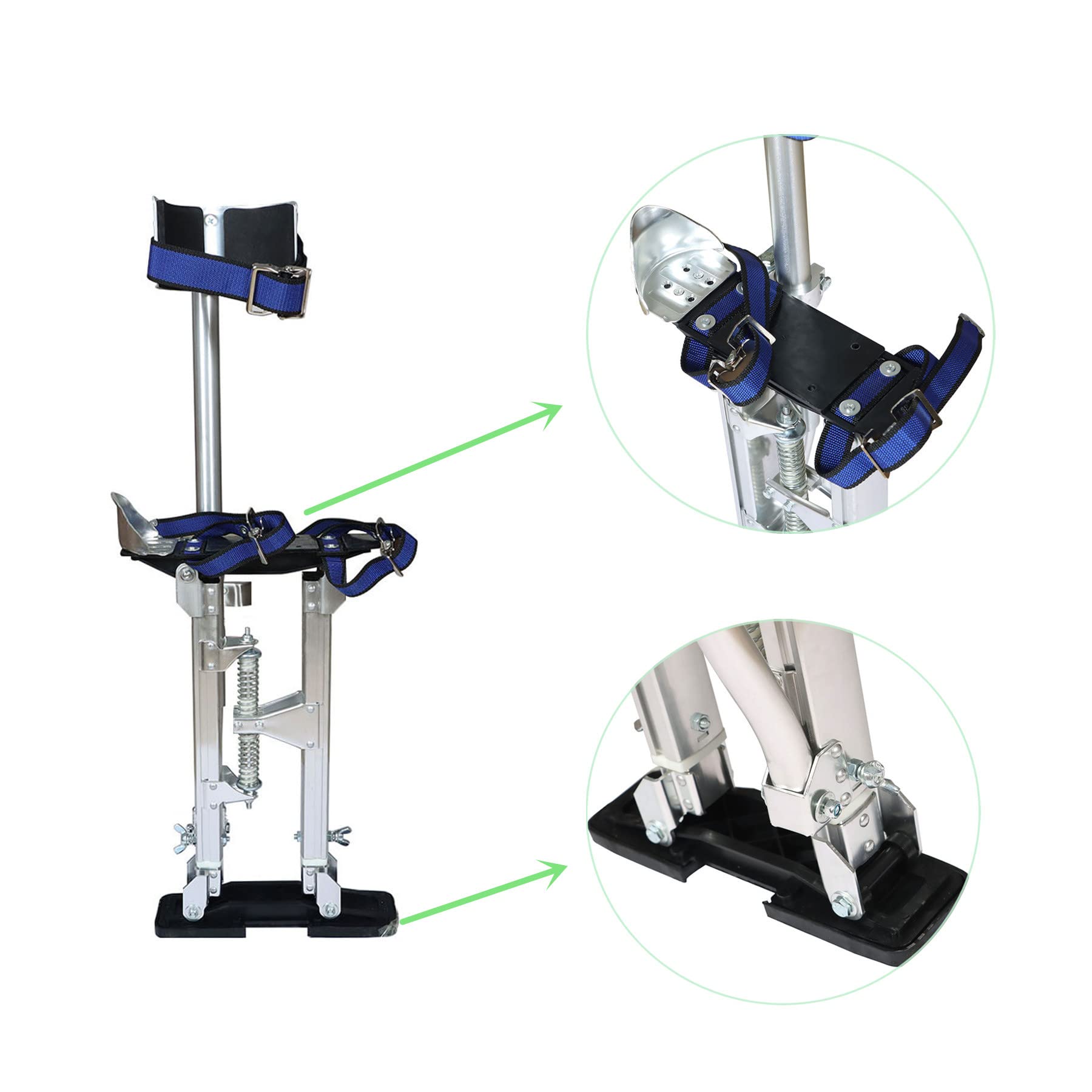 Adjustable Aluminum Drywall Stilts 24-40 Inch - Professional Painting & Cleaning Stilts for Construction Workers & DIY Home Renovation - Silver