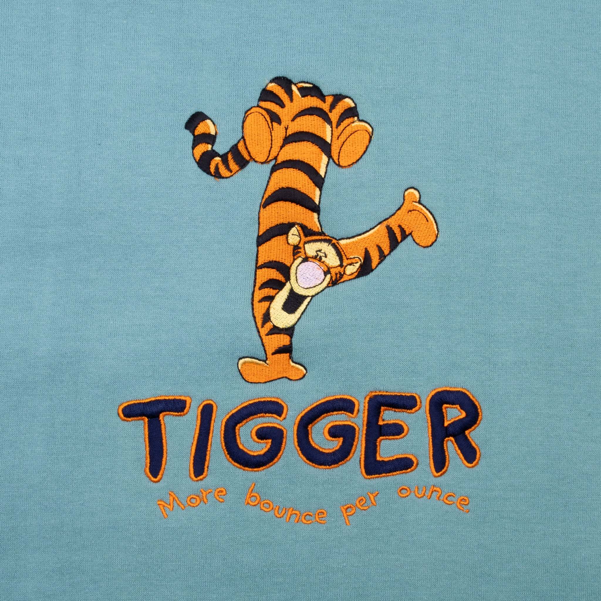 Vintage Disney Tigger Cyan Sweatshirt XL 1990s - Retro Cartoon Character Hoodie for Men & Women - Perfect for Halloween Costumes, Disney Fans & 90s Nostalgia Lovers