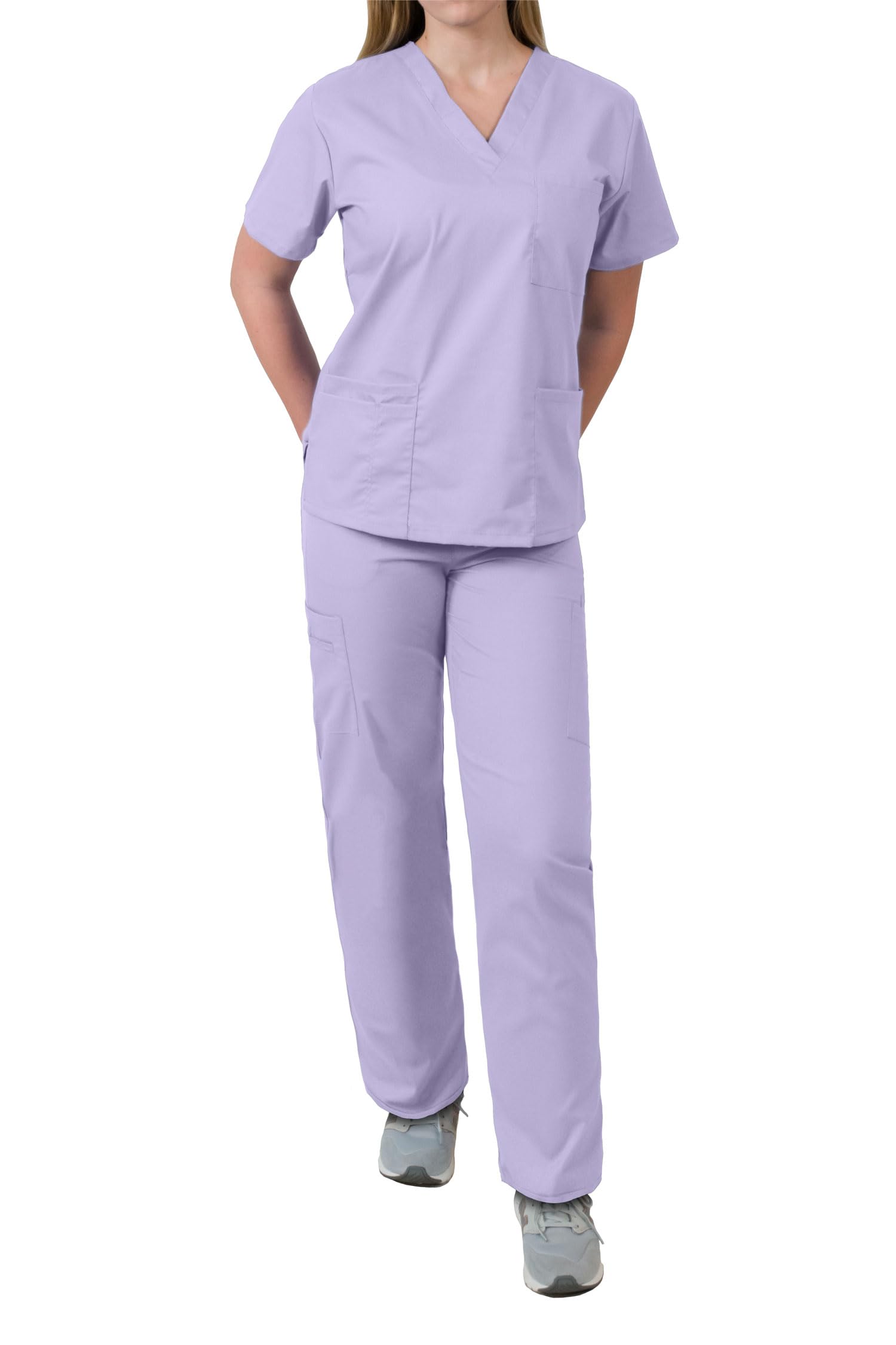 Medgear Women's Scrubs Set - 4 Pocket Top & Multi-Pocket Pants | Comfortable Medical Uniform for Nurses, Doctors & Healthcare Professionals | Perfect for Hospitals, Clinics & Long Shifts