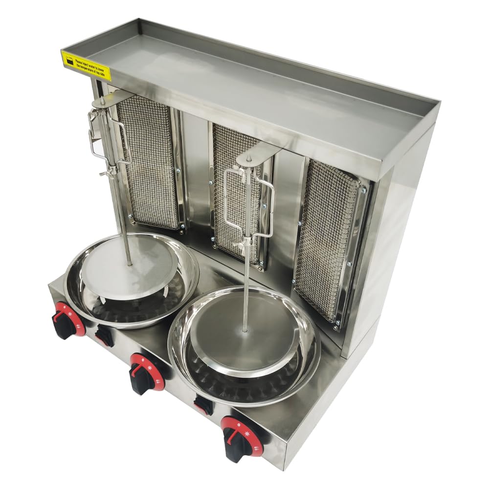 Commercial Vertical Rotating Doner Kebab Grill Machine - 3 Burner LP Gas Shawarma Broiler for Gyro, Chicken & Meat - Perfect for Restaurants, Food Trucks & Outdoor Parties
