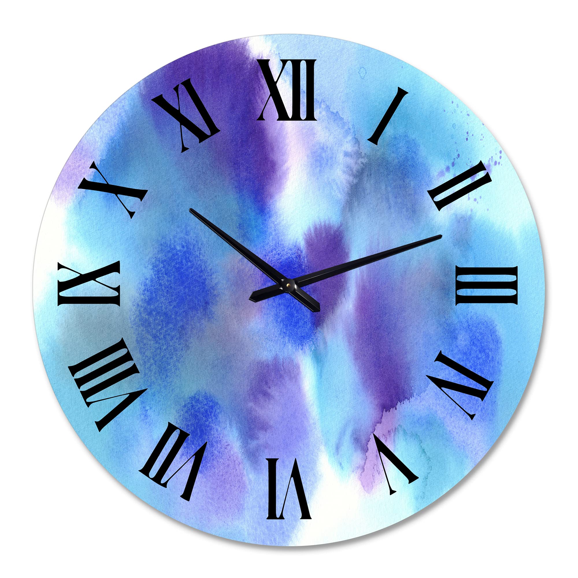 DesignQ Modern Wall Clock - Blue and Violet Cloudscape Large Silent Non-Ticking Clock for Office, Living Room, Bedroom & Home Decor | Perfect for Modern & Contemporary Spaces
