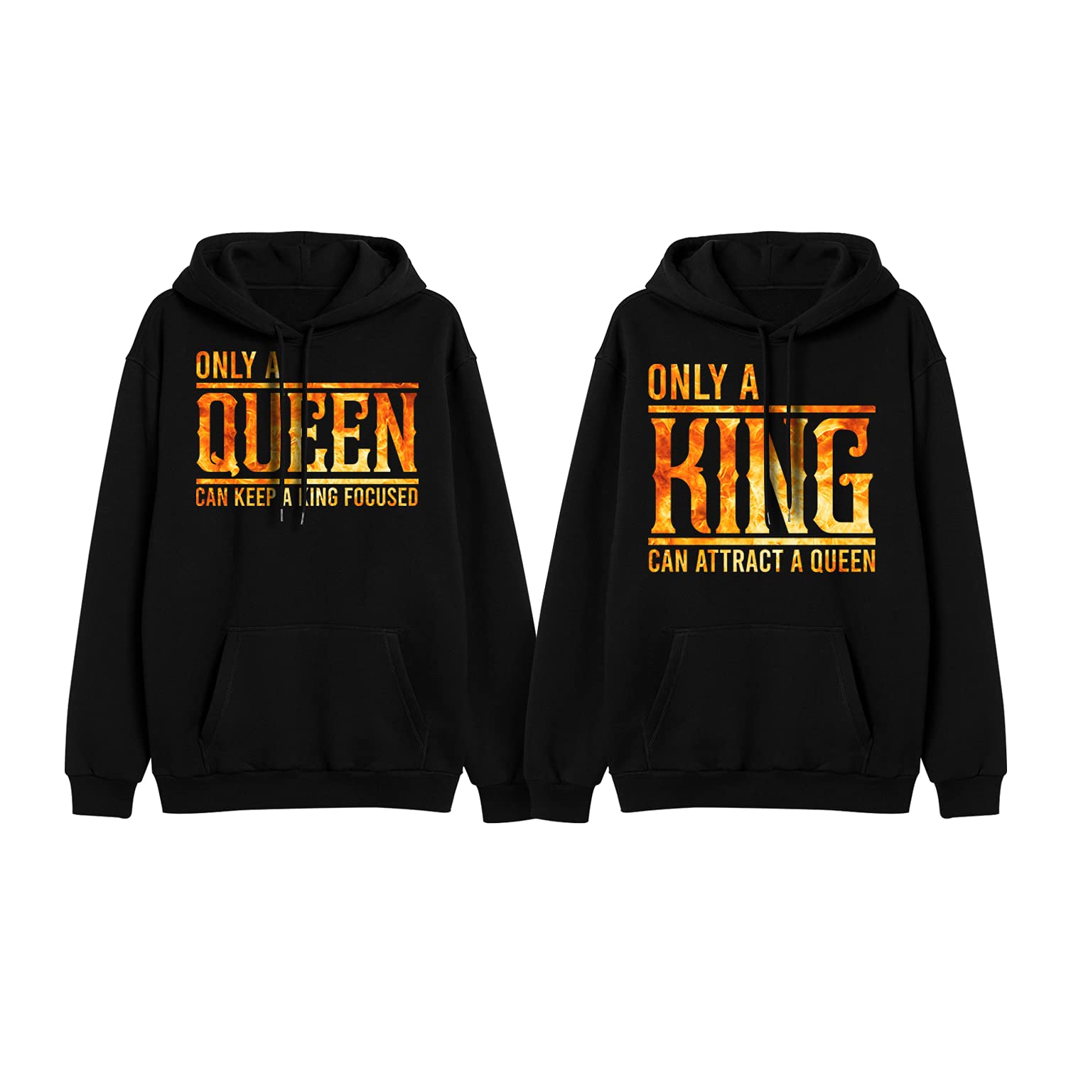 King Queen Matching Hoodies for Couples - Valentine's Day Gifts for Teen Couples | Cute Couple Outfits for Date Nights & Anniversaries
