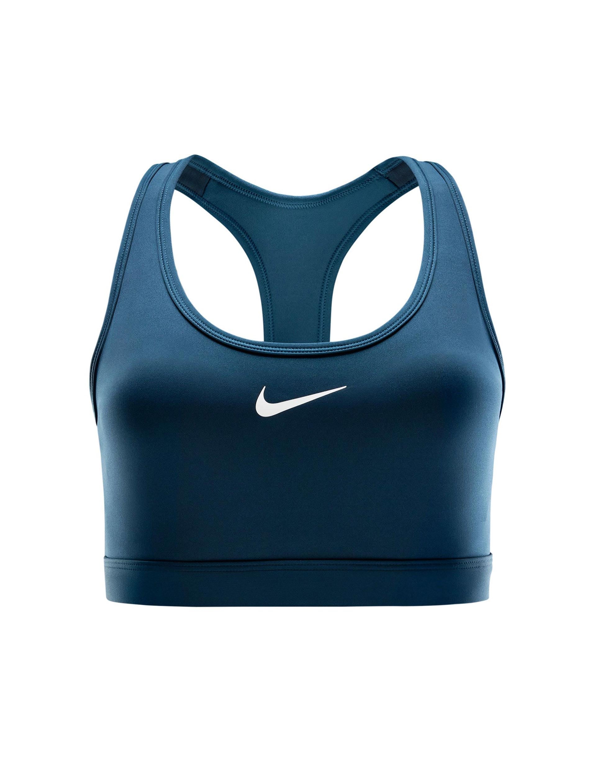 Swoosh Medium Support Sports Bra - Armoury Navy/White - Perfect for Yoga, Running & Gym Workouts