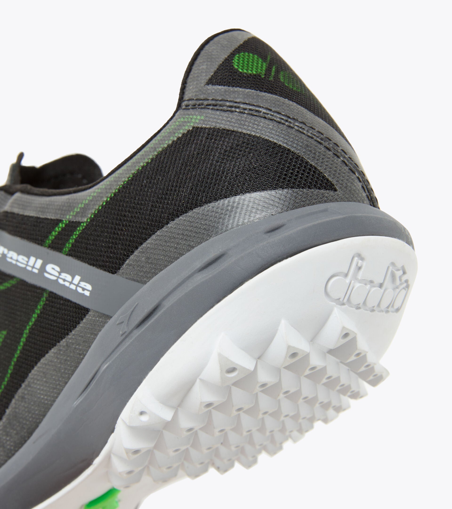 Diadora Brazil Sala TF Turf Soccer Shoes for Men - Black/Green Fluo - Indoor & Outdoor Soccer Cleats for Artificial Grass & Turf Fields