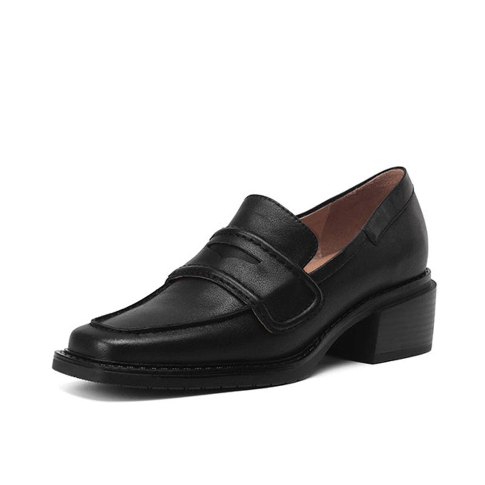 **Vintage Retro Slip-On High Heel Shoes for Women - Comfortable Flat Heel Loafers - Perfect for Casual Outfits, Office Wear & Date Nights**