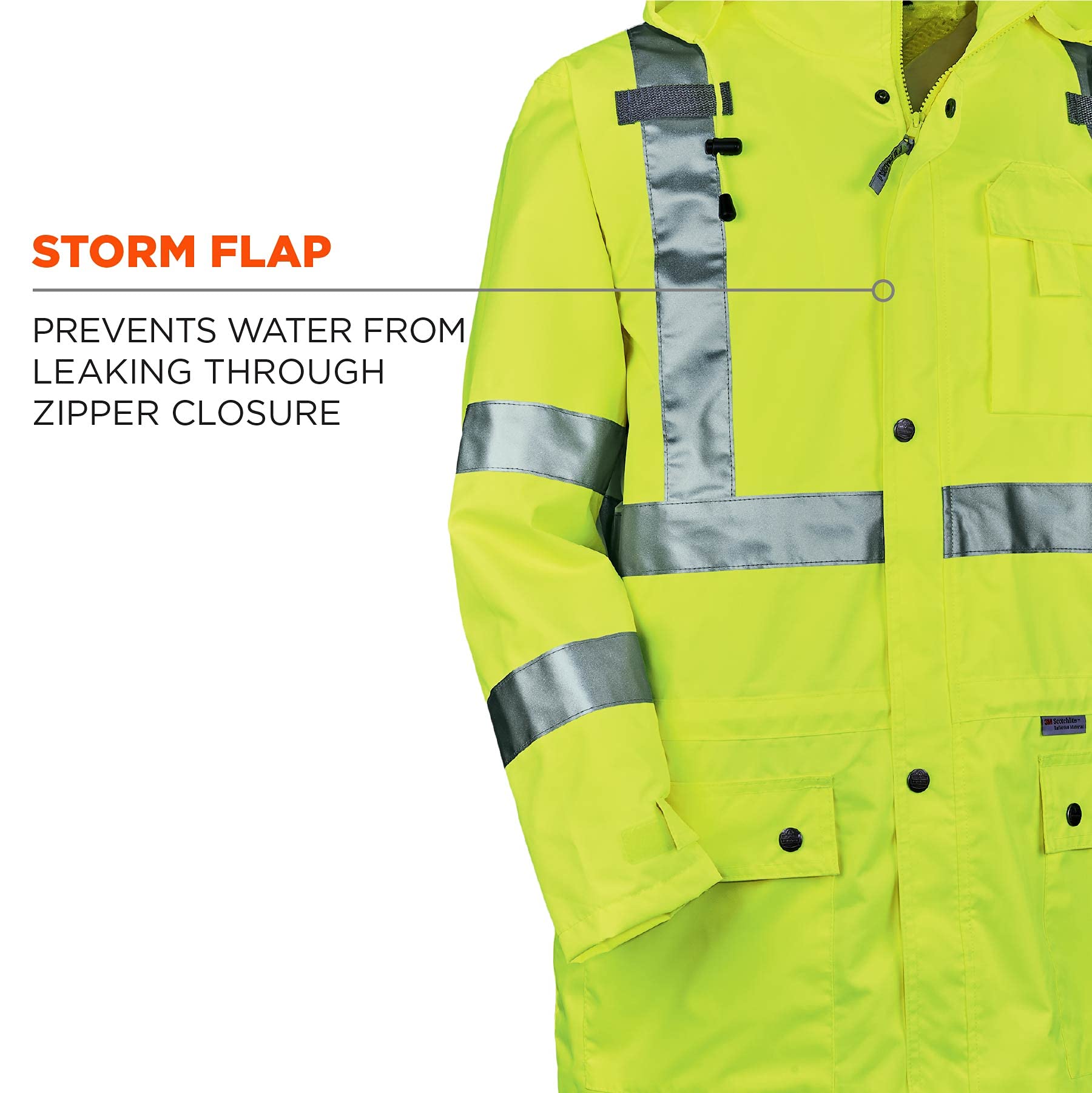 Ergodyne Standard Rain Jacket - Waterproof & Lightweight Outdoor Jacket for Hiking, Camping & Work - Men's & Women's Raincoat for All-Weather Protection