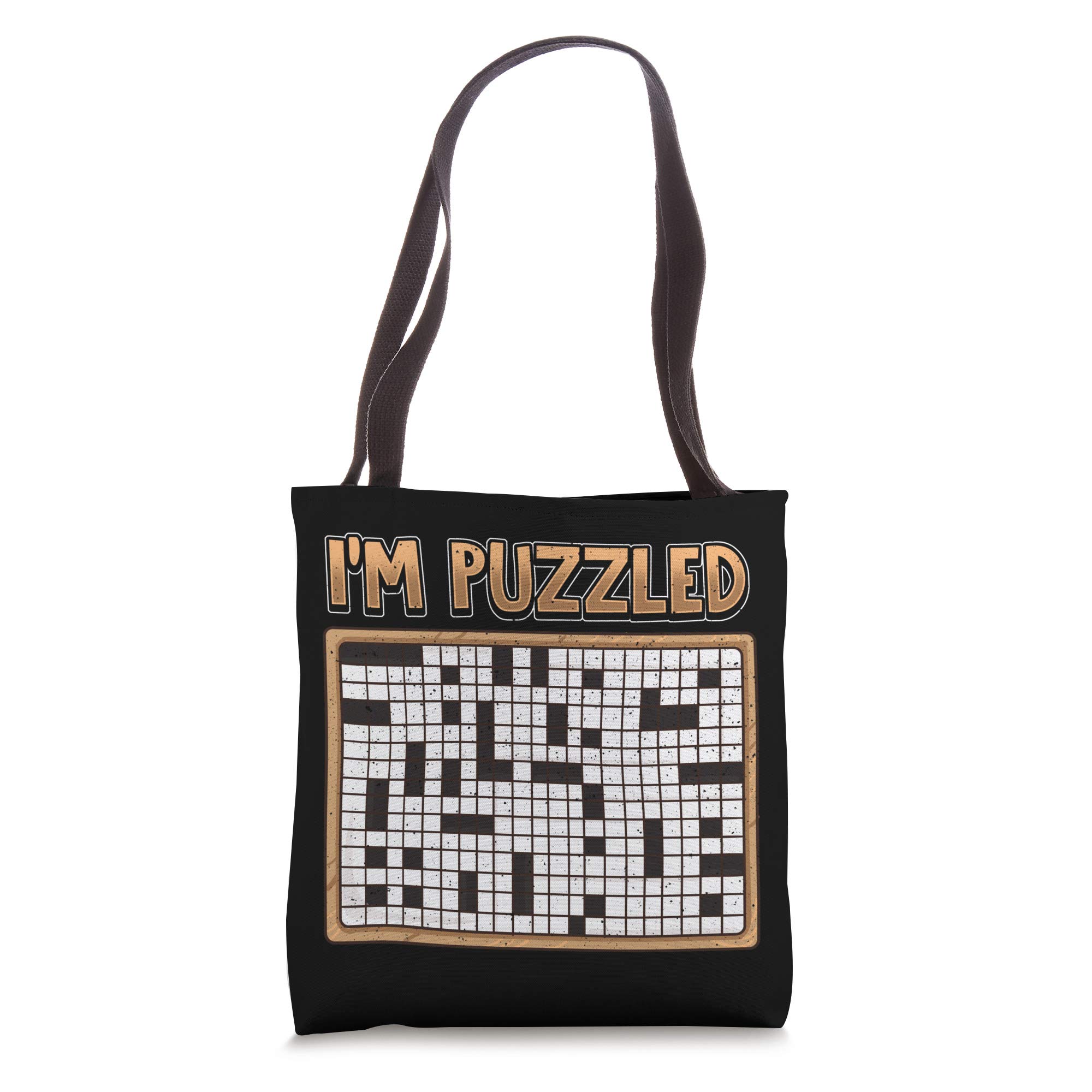 Funny Crossword Puzzle Tote Bag - 'I'm Puzzled' Love Themed Reusable Shopping Bag - Perfect for Book Lovers, Teachers & Puzzle Enthusiasts