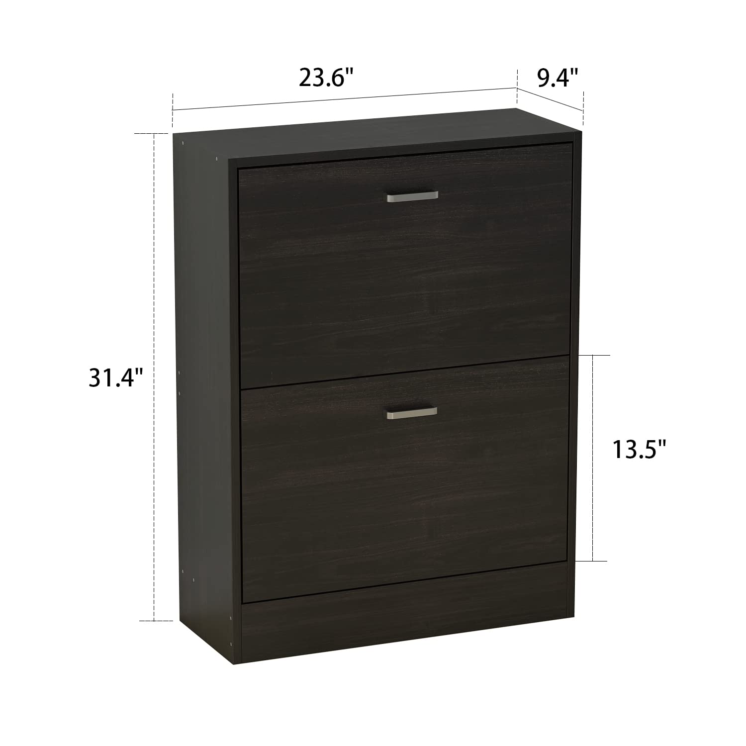 Homsee Modern 2-Tier Shoe Storage Cabinet with Flip Drawers - Wooden Shoe Rack Organizer for Entryway, Hallway & Bedroom - Space-Saving Furniture (23.6”L x 9.4”W x 31.4”H) - Perfect for Small Apartments & Closet Organization