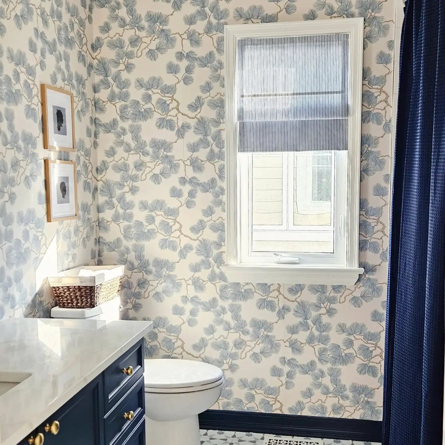Celia Patterned Cordless Roman Shade Window Treatment - Blackout Fabric for Bedroom & Living Room Privacy & Light Control