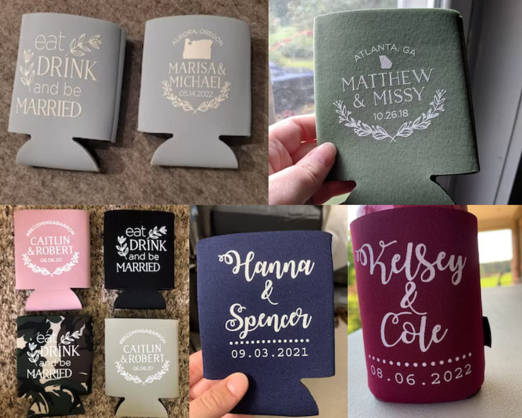 Custom Wedding Can Coolers 100-Pack - Personalized Wedding Favors & Drink Sleeves for Guests - Bulk Insulated Beverage Coolies (Set of 100) - Perfect for Outdoor Weddings, Bridal Showers & Summer Parties