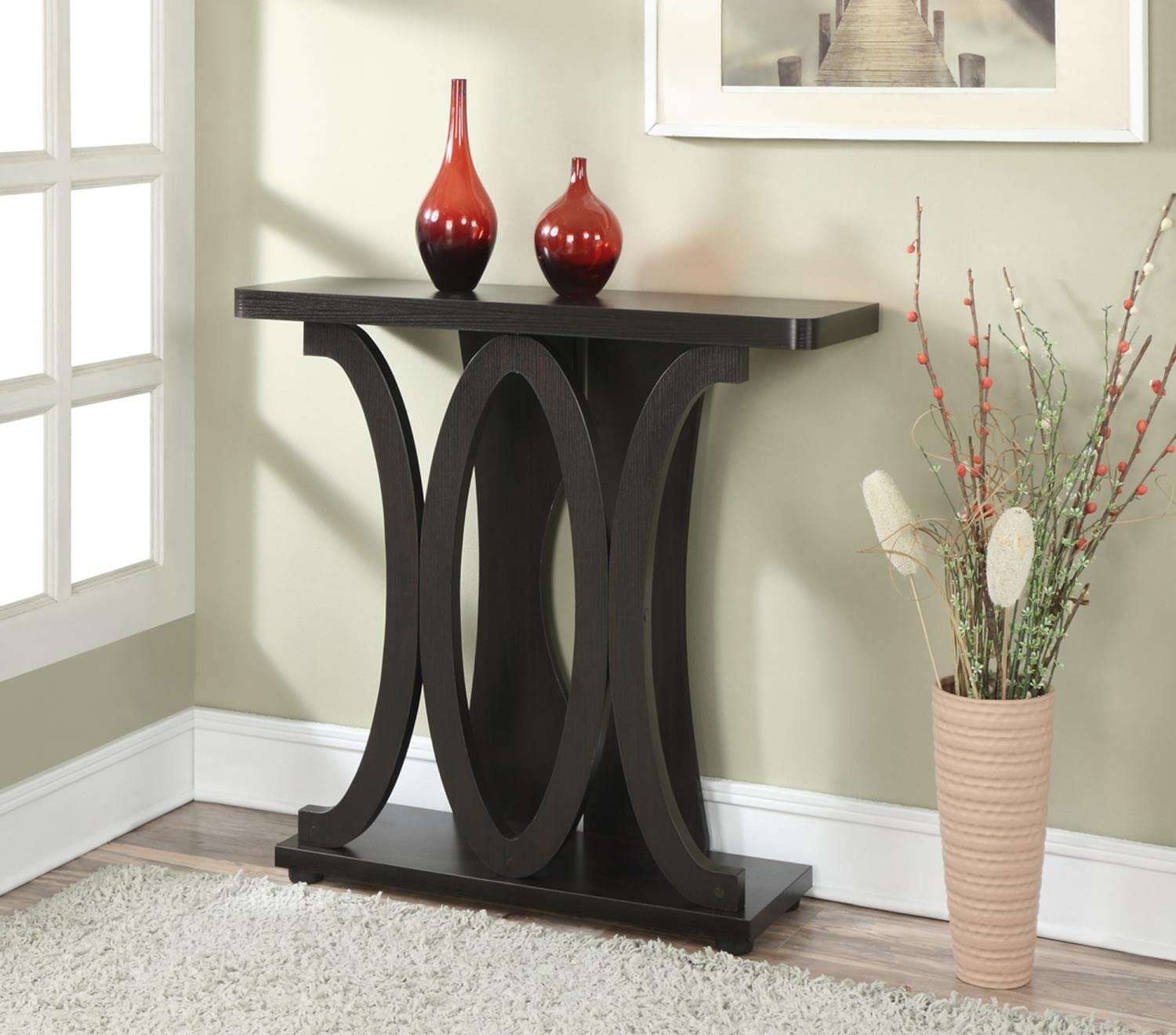 Convenience Concepts Newport Hailey Console Table - Espresso Finish Entryway Sofa Table for Living Room, Hallway & Home Decor