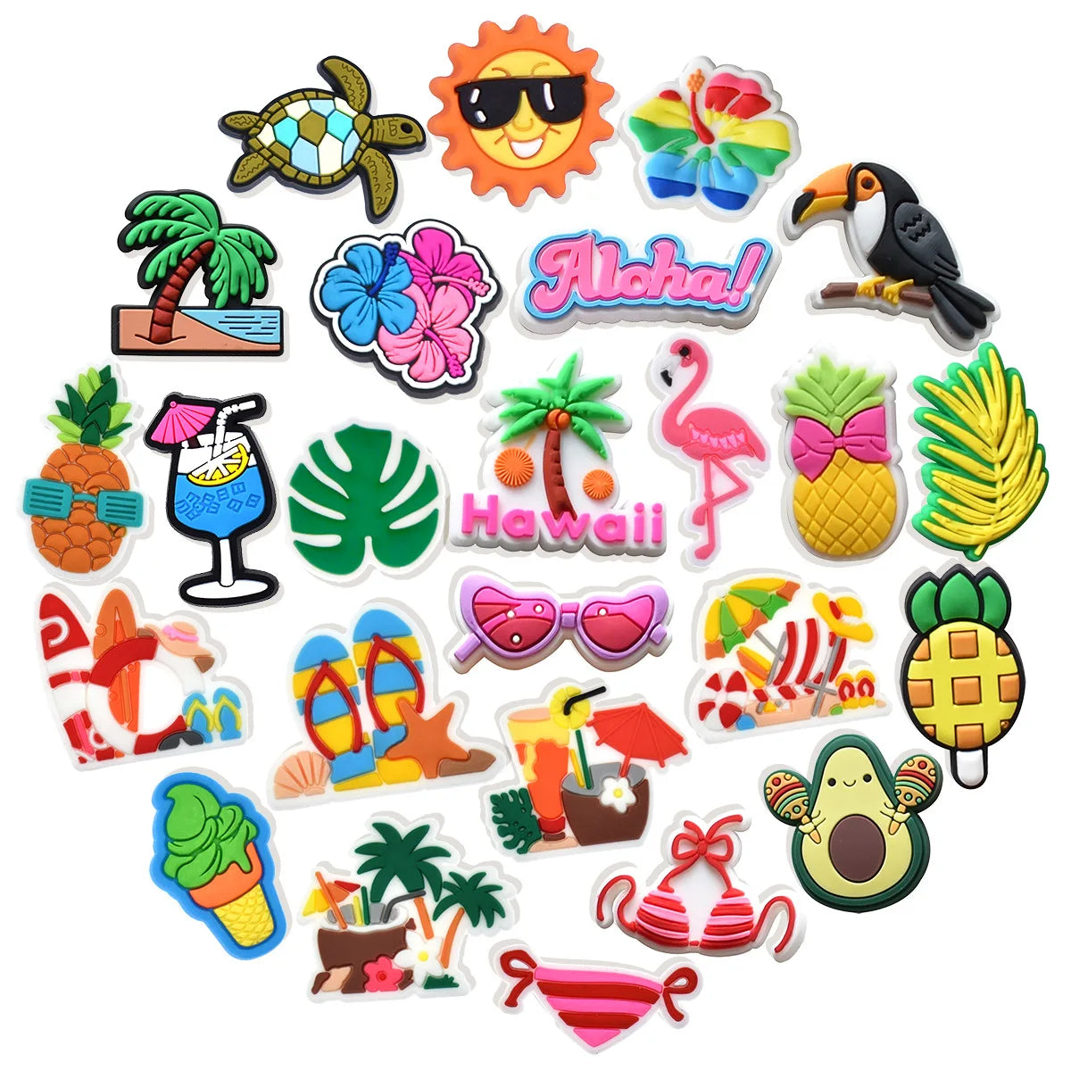 Trendy Summer Beach Shoe Charms Pins for Crocs - Fun Shoe Accessories & Decorations for Kids & Adults - Perfect for Christmas Parties, Beach Vacations & Everyday Wear