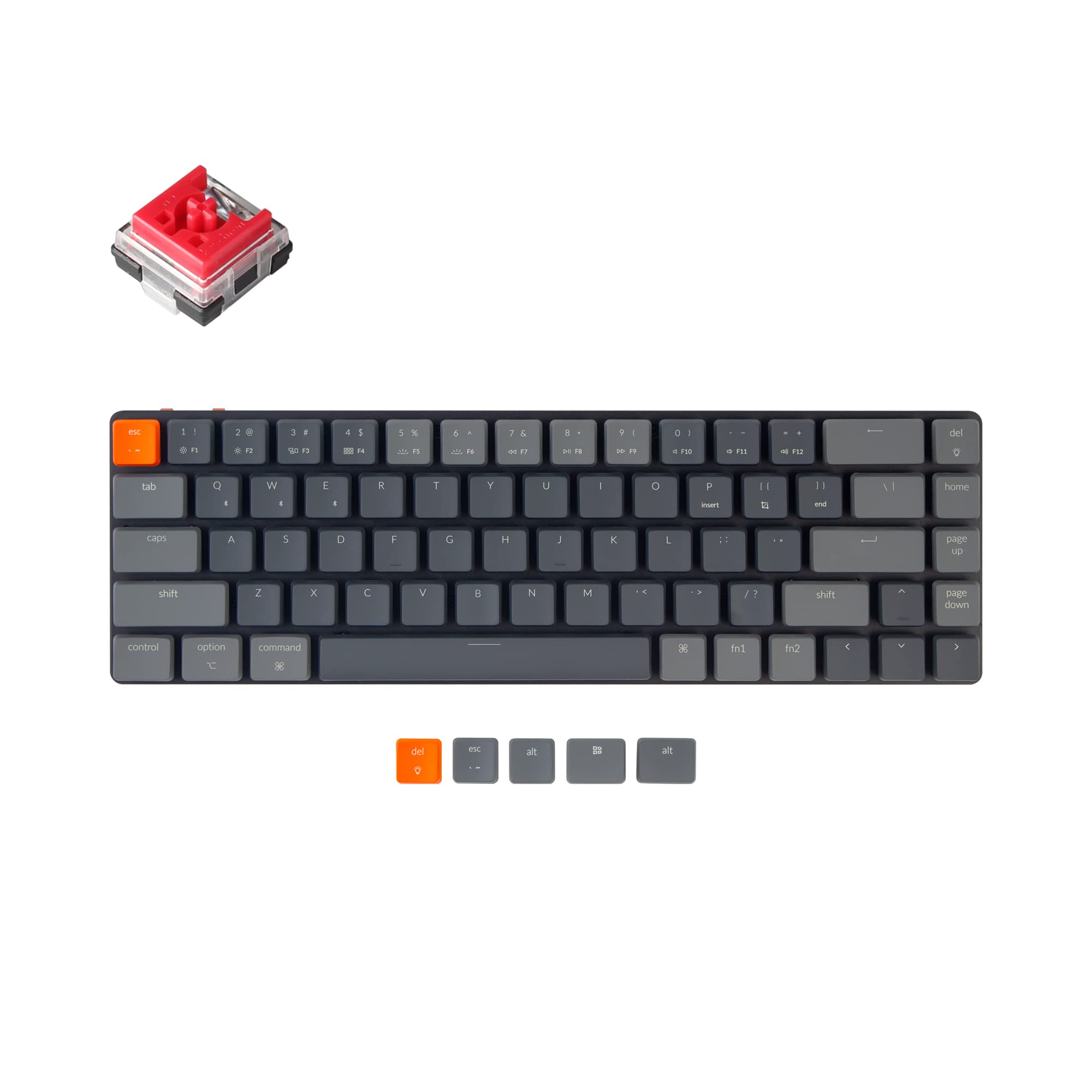 Keychron K7 65% Ultra-Slim Wireless Mechanical Keyboard - 68-Key RGB Backlit, Hot-Swappable Low-Profile Optical Red Switch for Mac & Windows (Bluetooth/USB) - Perfect for Office Work, Gaming & Programming