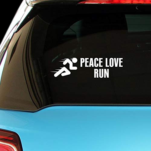 Peace Love Run Runner Car & Laptop Vinyl Decal Sticker - Motivational Wall Art for Home, Office, Gym & Dorm Room Decor