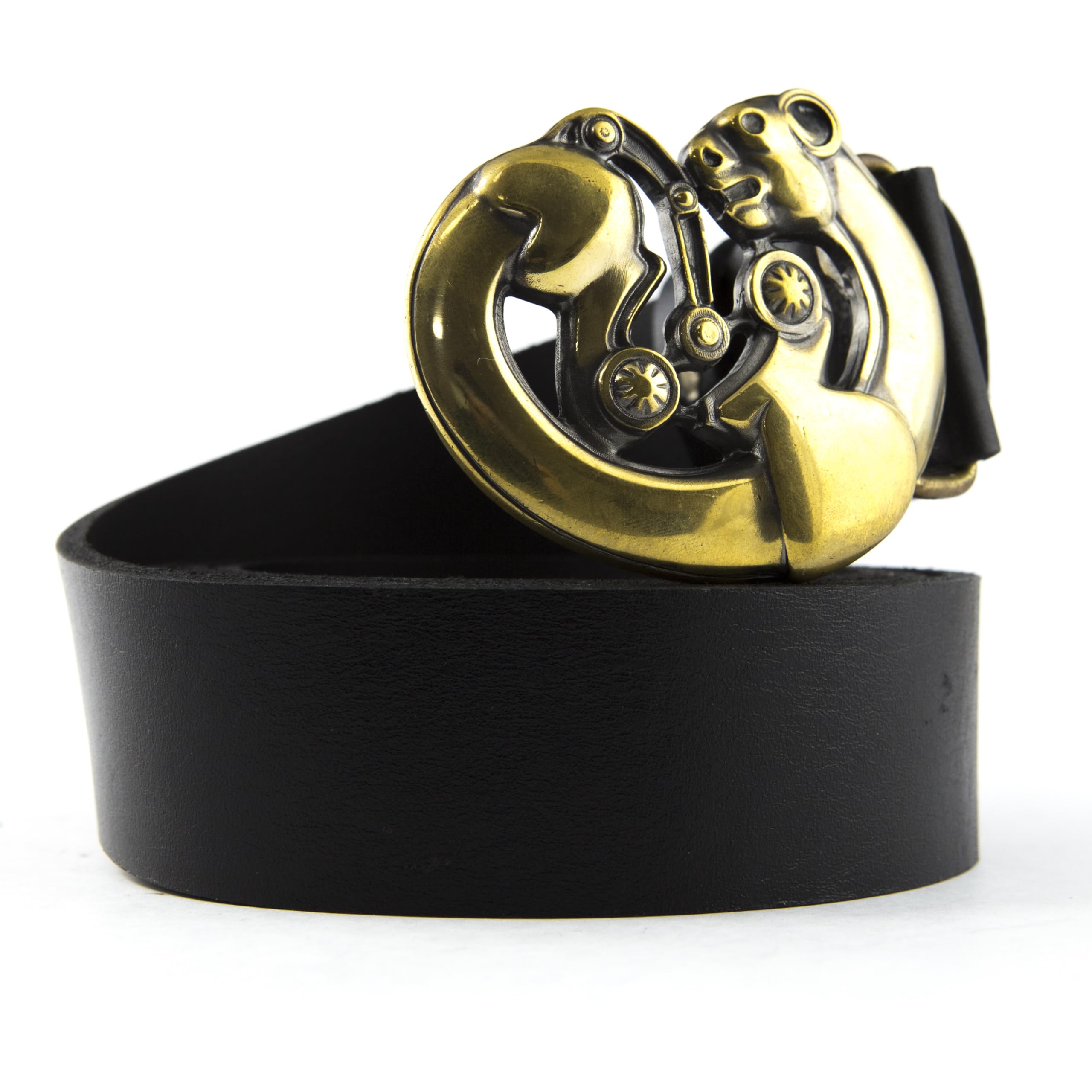 Handmade Scythian Art Leather Belt with Ornamental Brass Buckle - Leopard Design for Men & Women | Perfect for Casual Wear, Renaissance Fairs & Historical Reenactments