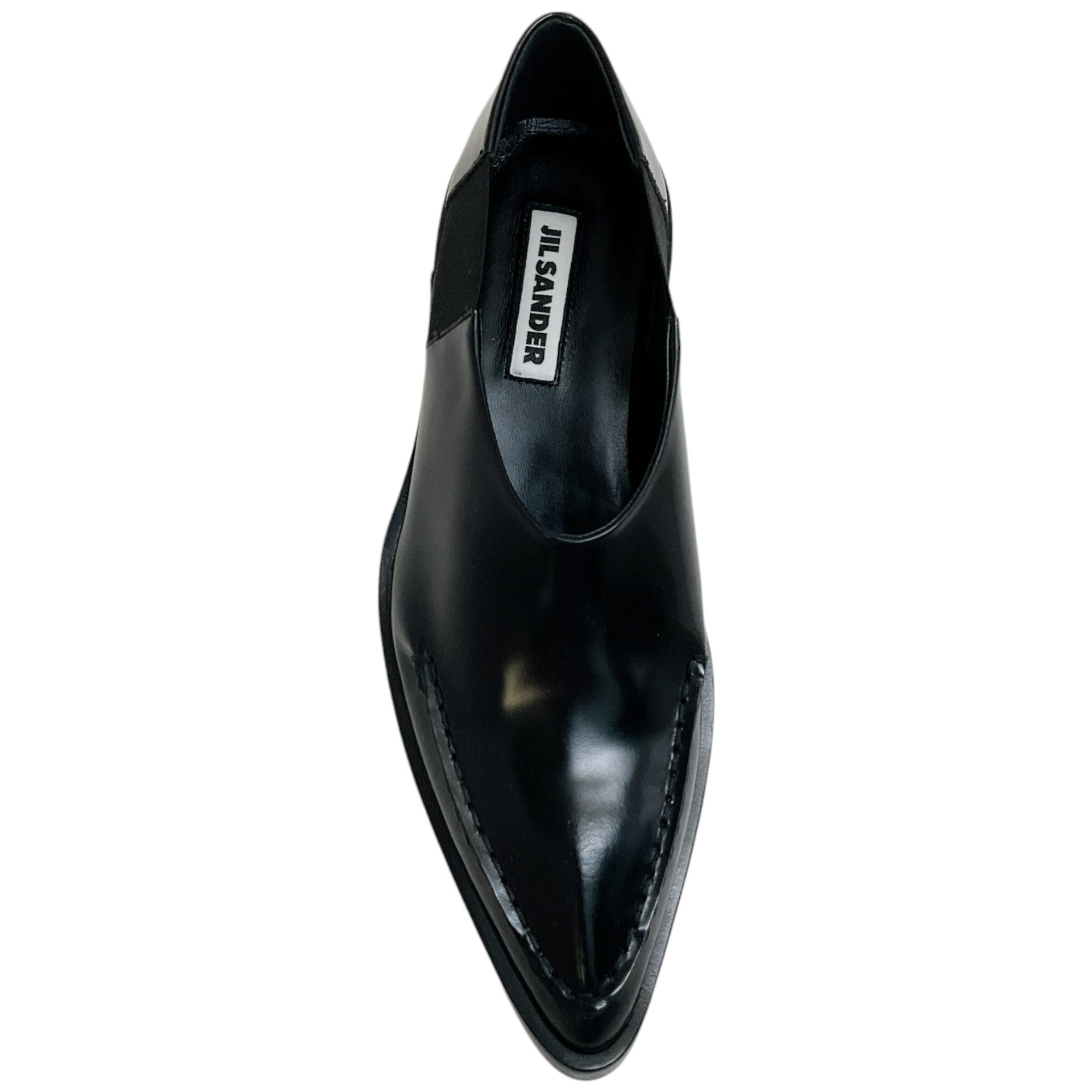 Jil Sander Black Leather Pointed Toe Flat Loafers for Women - Classic Comfortable Slip-On Shoes for Office, Business & Casual Wear
