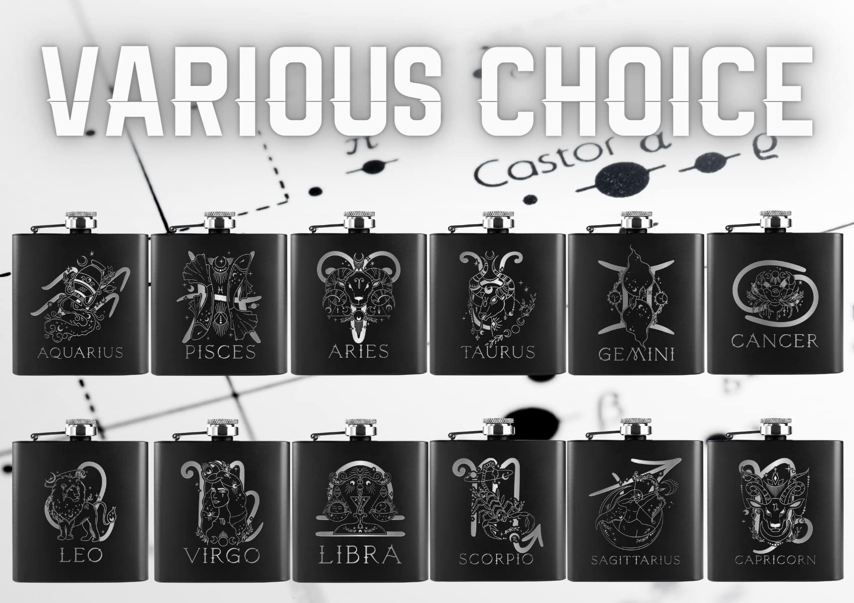 Onebttl Zodiac Themed Stainless Steel Hip Flask 6oz - Leo Horoscope Gift for Men & Women - Perfect for Birthday Presents, Party Favors & Outdoor Adventures