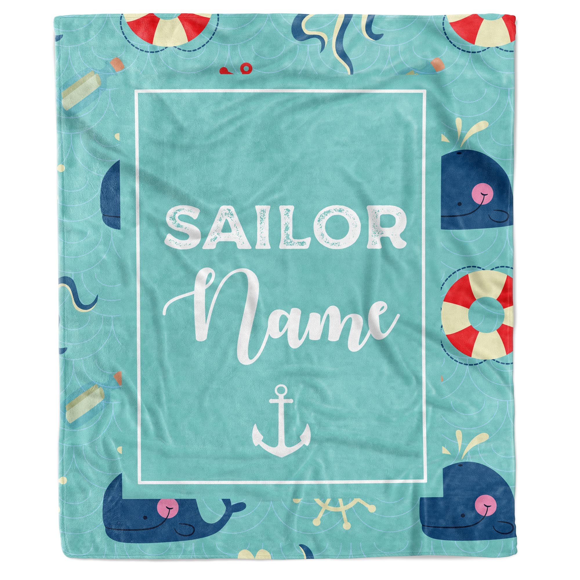 Personalized Nautical Baby Blanket with Custom Name - Sailor Navy Themed Baby Gift with Anchor Design - Perfect for Newborns, Christenings, and Nursery Decor