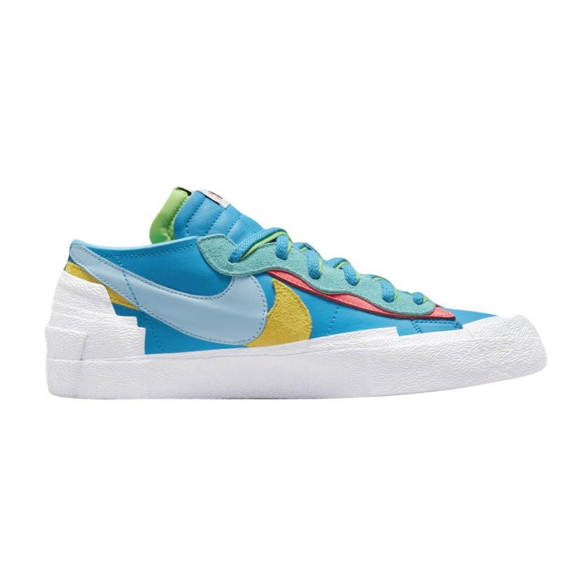 KAWS x Nike x Sacai Blazer Low Sneakers - Neptune Blue & White Colorway | Limited Edition Collab Shoes for Streetwear & Sneaker Collectors | Perfect for Casual Wear, Sneaker Events & Fashion Outfits