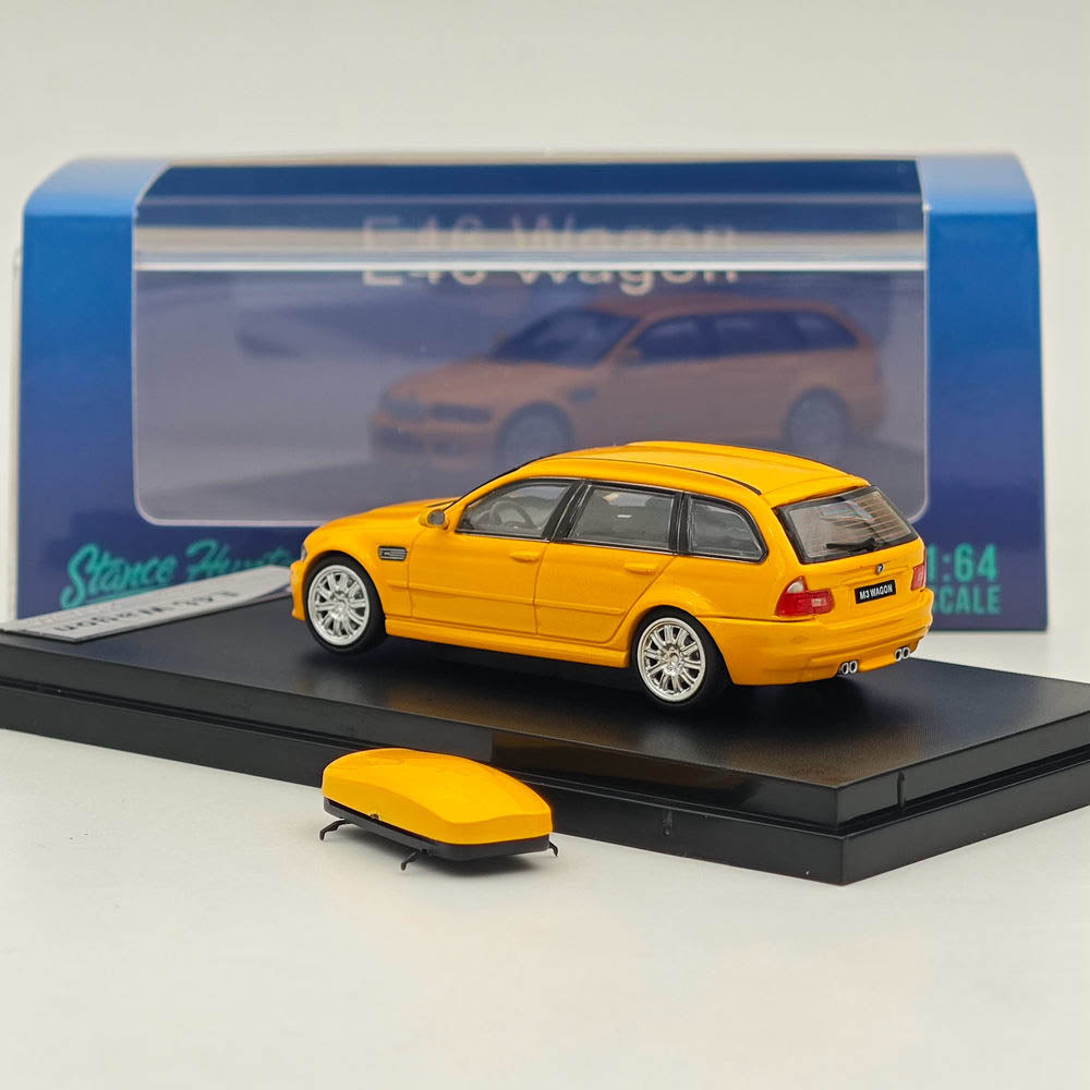 1:64 Scale Stance Hunters E46 Wagon Diecast Model Car - Limited Edition Collectible Yellow BMW - Perfect for Car Enthusiasts, Display & Gift Giving