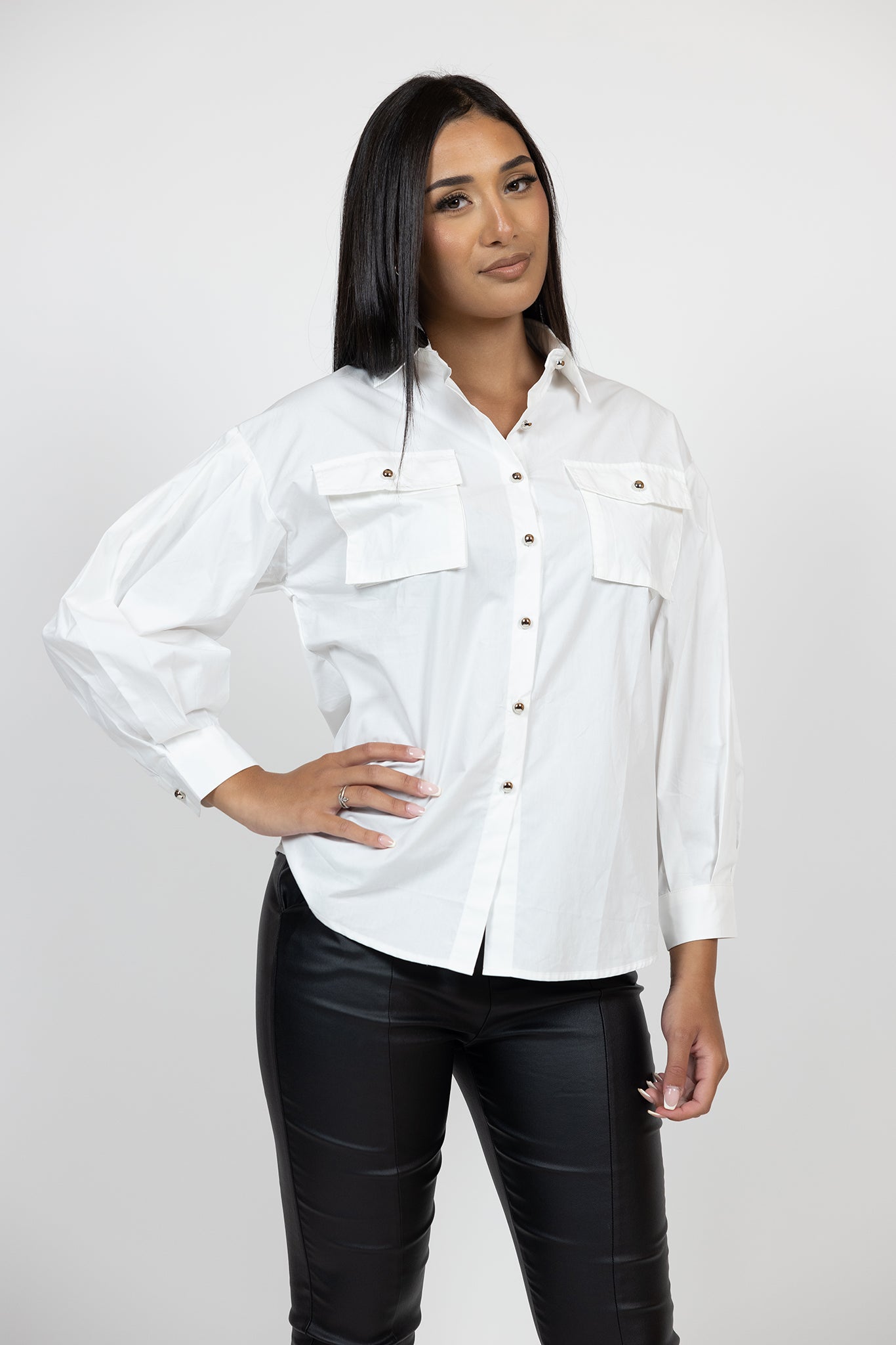 Inez Pocket Shirt for Women - Stylish Casual Button Down Shirt with Front Pocket - Perfect for Office, Travel & Everyday Wear