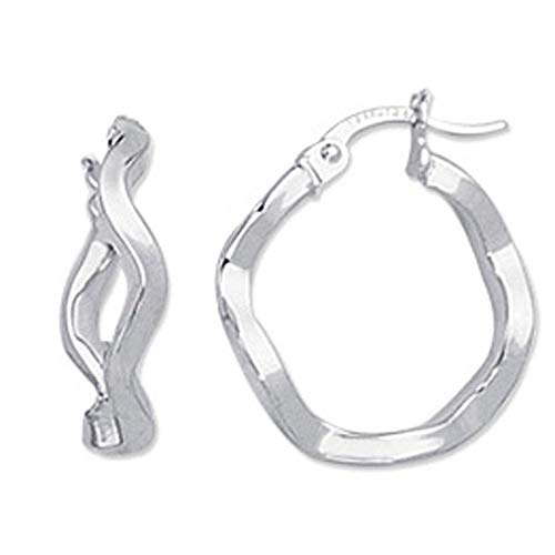 14K White Gold 20mm X 3mm Round Zigzag Hoop Earrings for Women - Elegant Dainty Everyday Jewelry Gift for Her, Perfect for Parties, Weddings & Date Nights