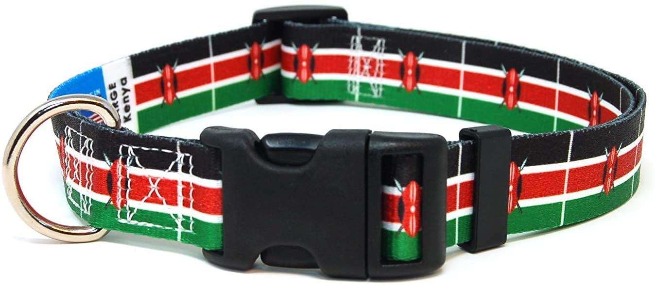 Kenya Flag Dog Collar with Quick-Release Buckle | USA Made Small Dog Collar | Perfect for Daily Walks, Training & Outdoor Adventures