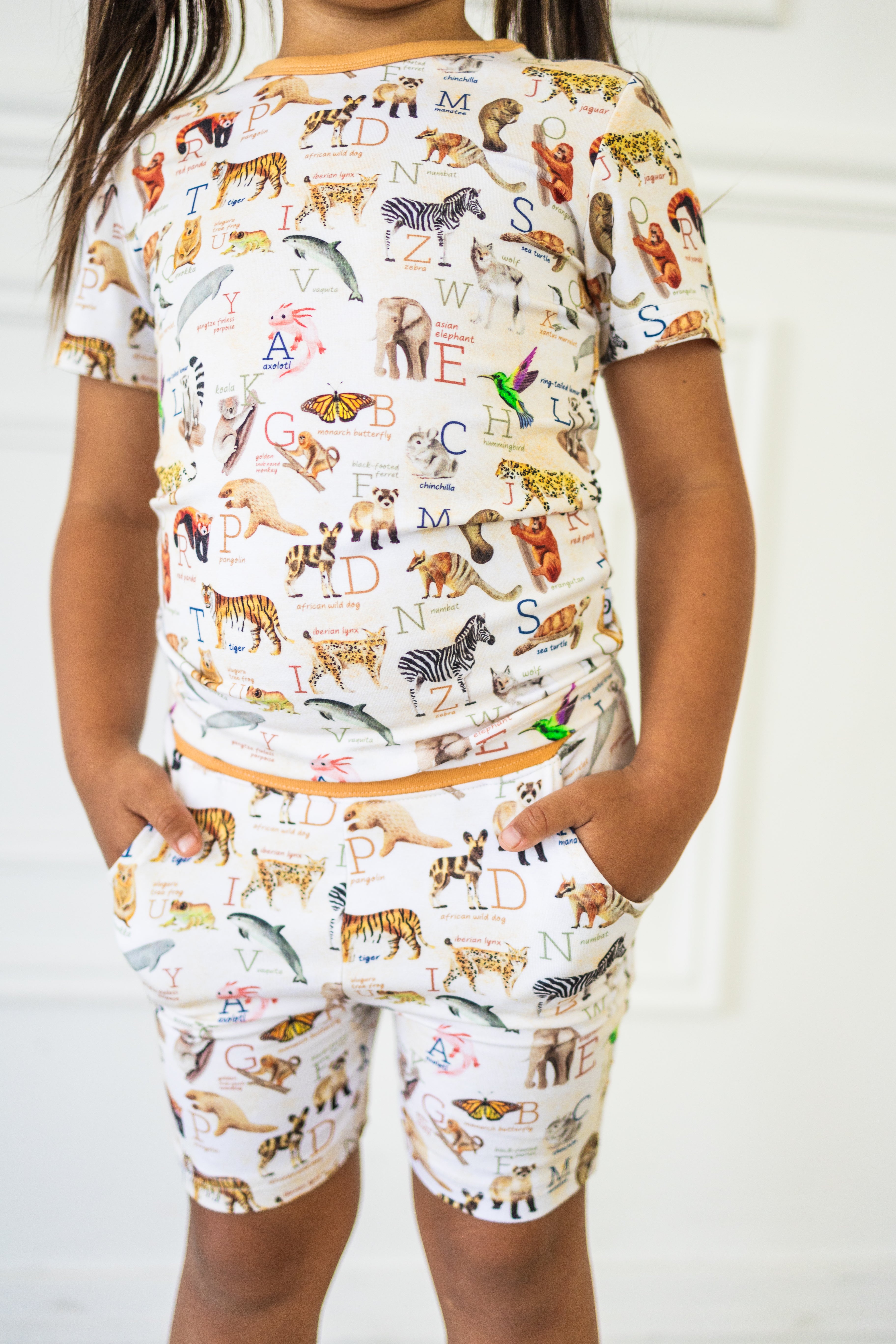 Endangered Animals Alphabet Short Set - Educational Kids' Clothing with A-Z Wildlife Designs - Perfect for School, Zoo Trips & Animal Conservation Awareness