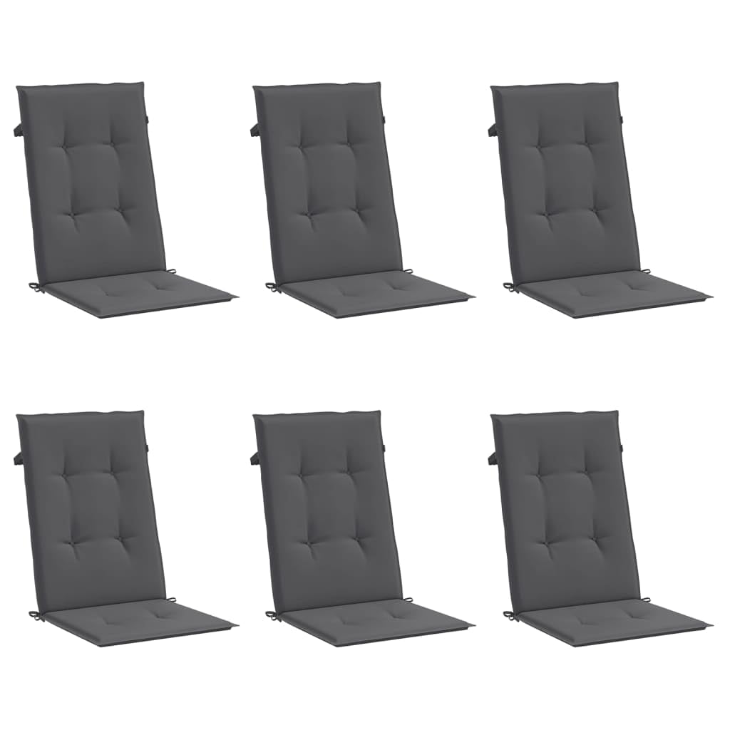 vidaXL 6-Piece Garden Highback Chair Cushion Set - Anthracite Gray Outdoor Patio Cushions 47.2