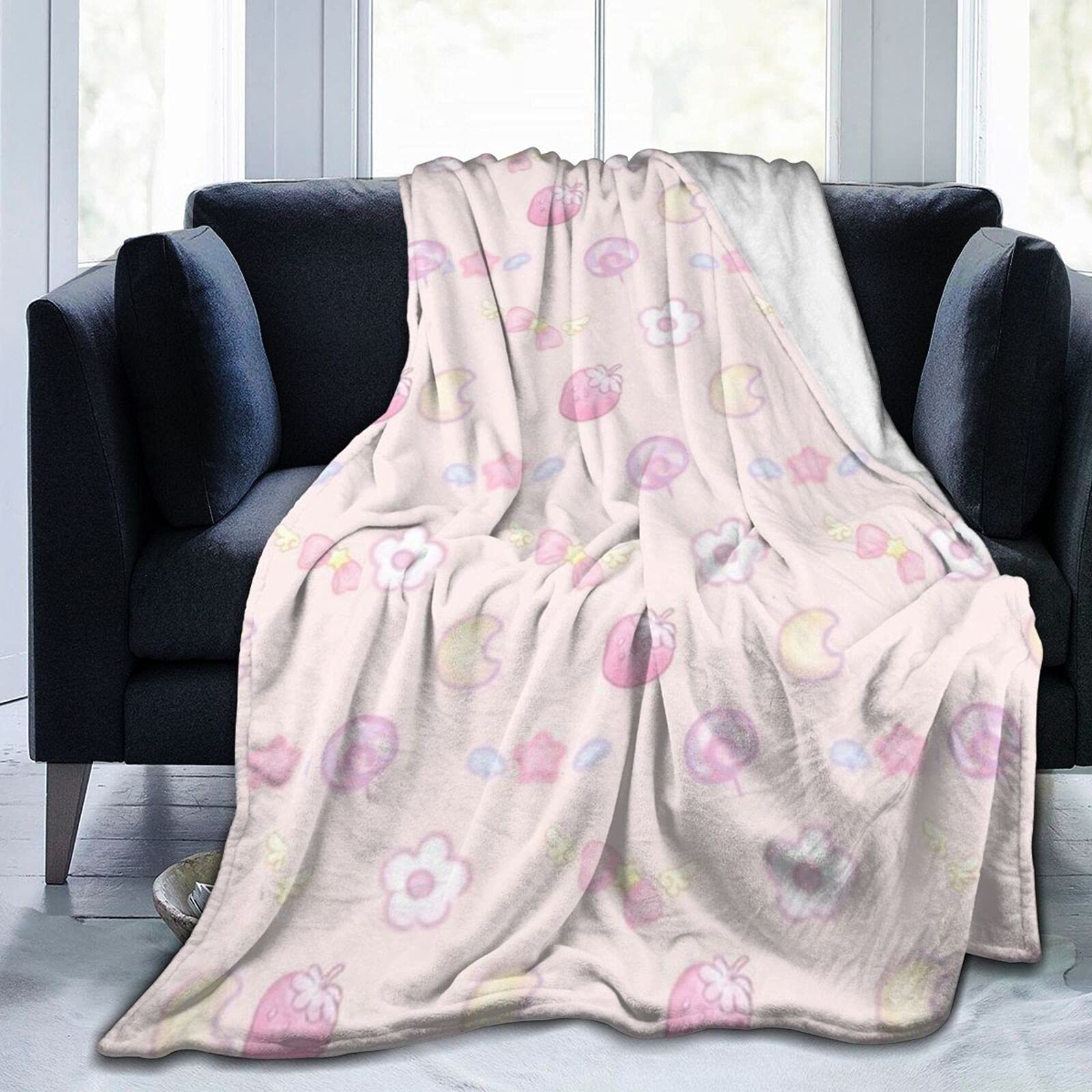 Soft Flannel Strawberry Throw Blanket 80