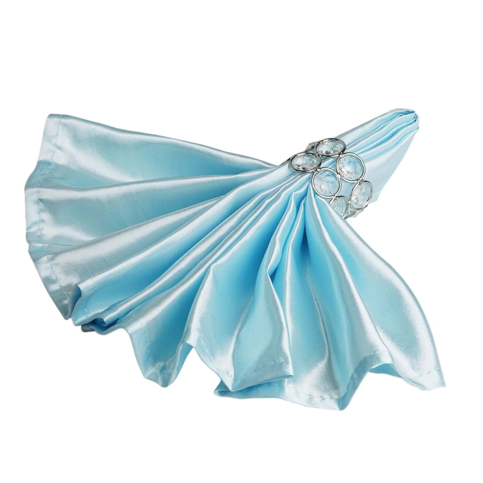 50-Pack 20-Inch Light Blue Satin Dinner Napkins for Wedding, Party, Reception - Elegant Table Linens for Restaurant, Kitchen & Home Decor | Perfect for Formal Dining, Bridal Showers & Special Occasions