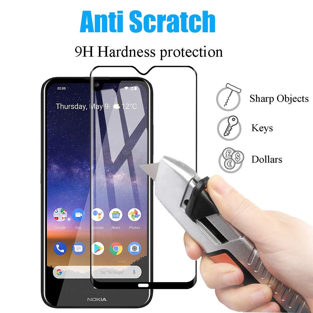 2 Pack Nokia 2.2 Tempered Glass Screen Protector - 9H Hardness HD Clear Anti-Scratch Guard with Easy Installation Kit & Microfiber Cloth - Perfect for Daily Protection and Gaming Use