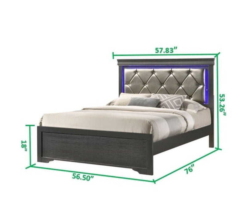 Brooklyn Bedroom Bed - Queen Size Wooden Frame with Upholstered Headboard - Perfect for Modern Apartments, Guest Rooms & Cozy Bedrooms