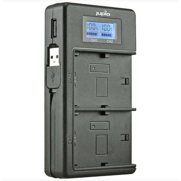 Jupio USB Duo Charger with LCD Display for Nikon EN-EL14A Batteries - Fast Dual Charging for DSLR Cameras and Accessories