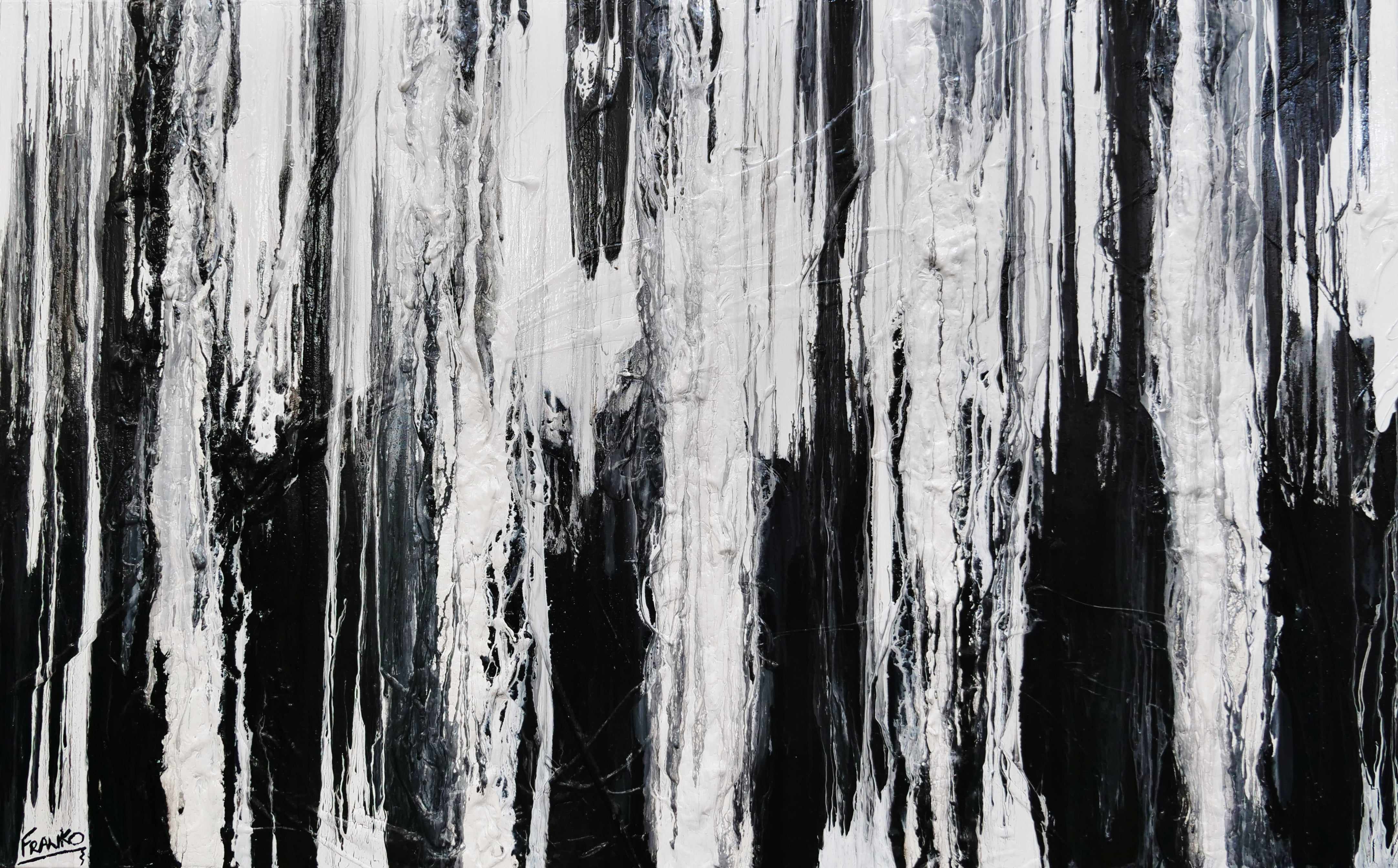 160cm x 100cm Black & White Textured Abstract Canvas Painting - Modern Physics Wall Art for Living Room, Bedroom & Office Decor