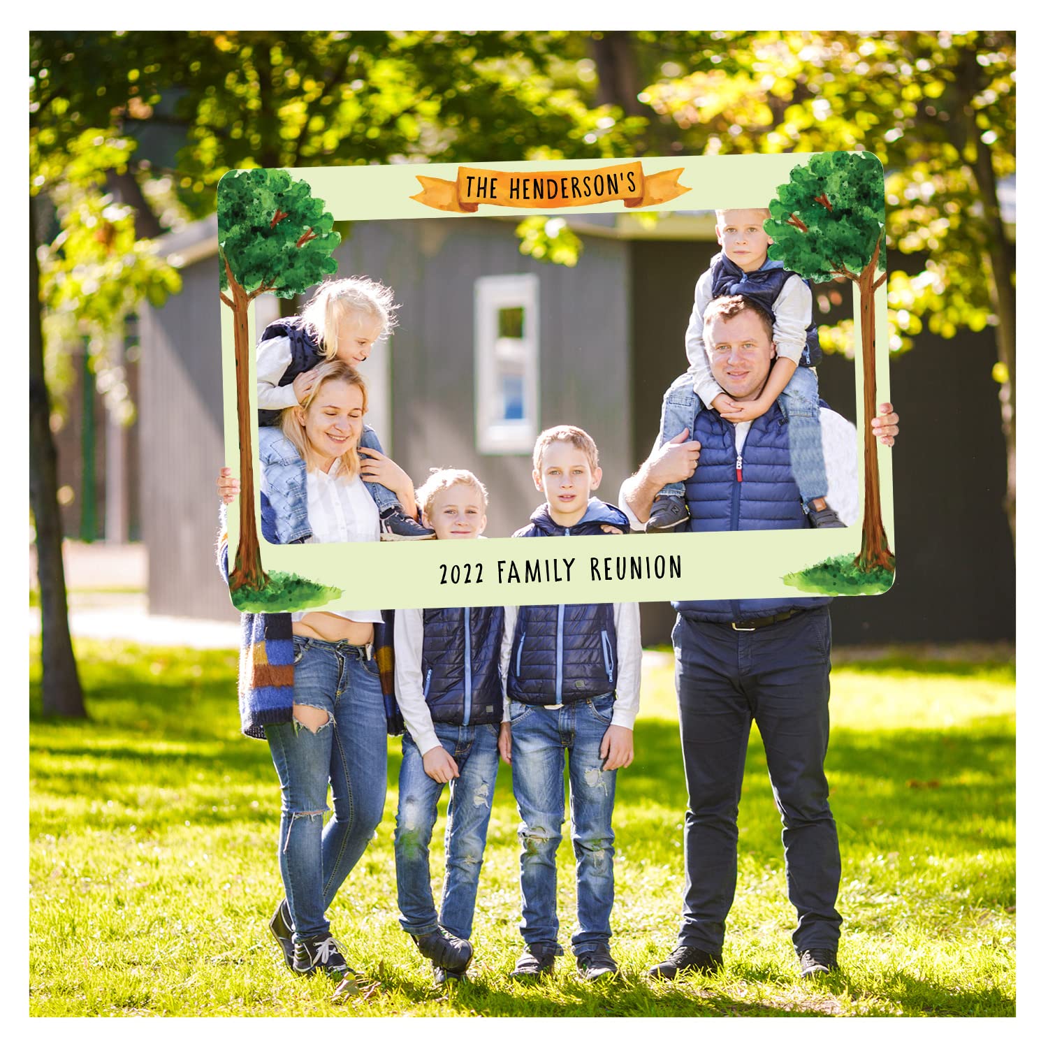 Custom Family Reunion Photo Booth Frame - Personalized Family Tree Photo Prop for Reunions, Weddings & Events - Durable Paper Frame for Cherished Memories