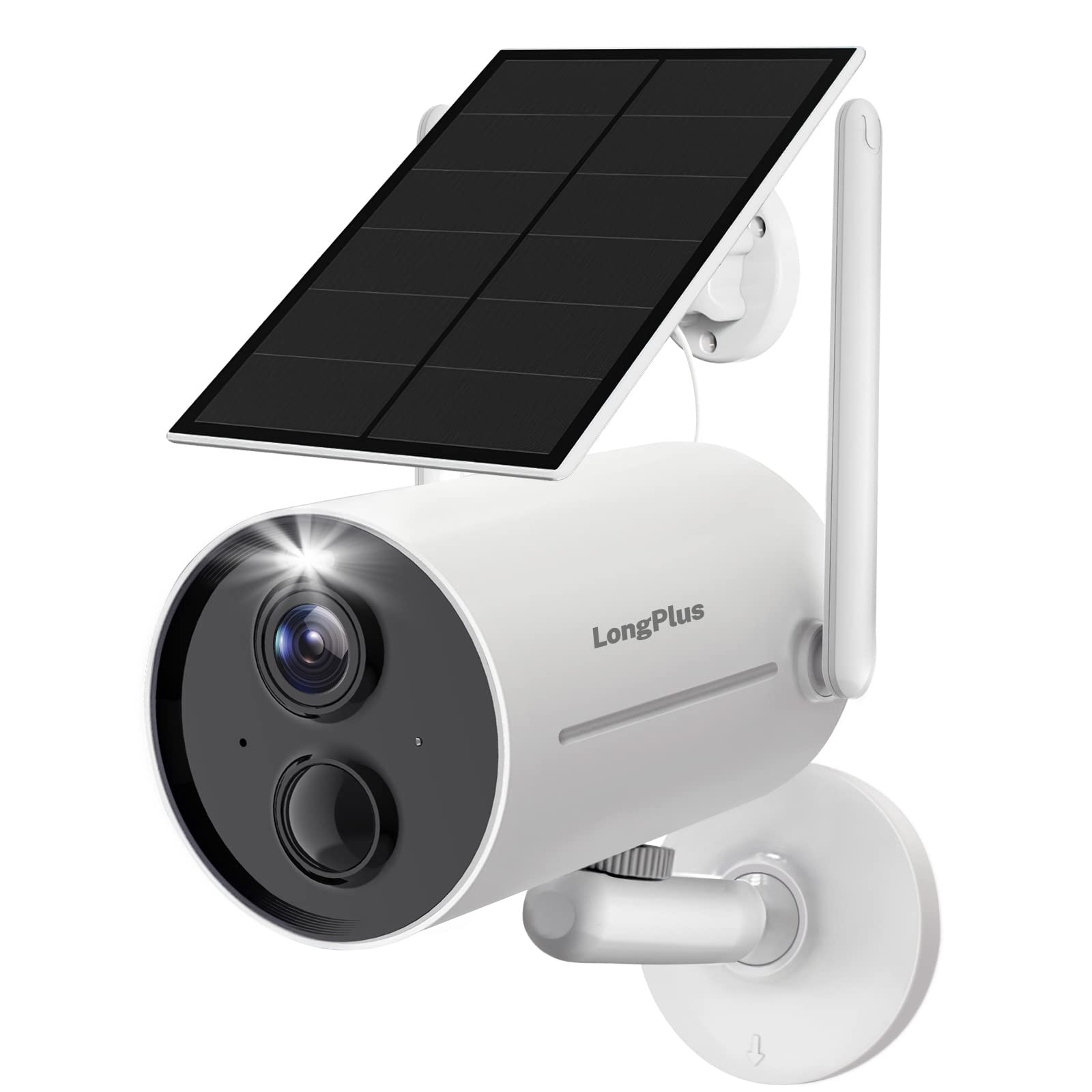 LongPlus Solar Powered Wireless Outdoor Security Camera - 3.0MP WiFi Battery Camera with 2-Way Audio, PIR Motion Detection, Alarm & Color Night Vision | IP66 Weatherproof | Ideal for Home, Yard, Garage & Business Surveillance